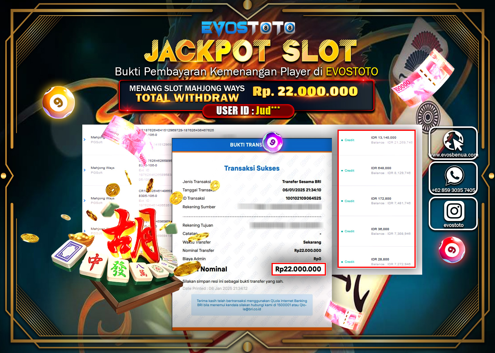 PEMBAYARAN JACKPOT SLOT MAHJONG WAYS Rp.22.000.000 DI BAYAR LANGSUNG !