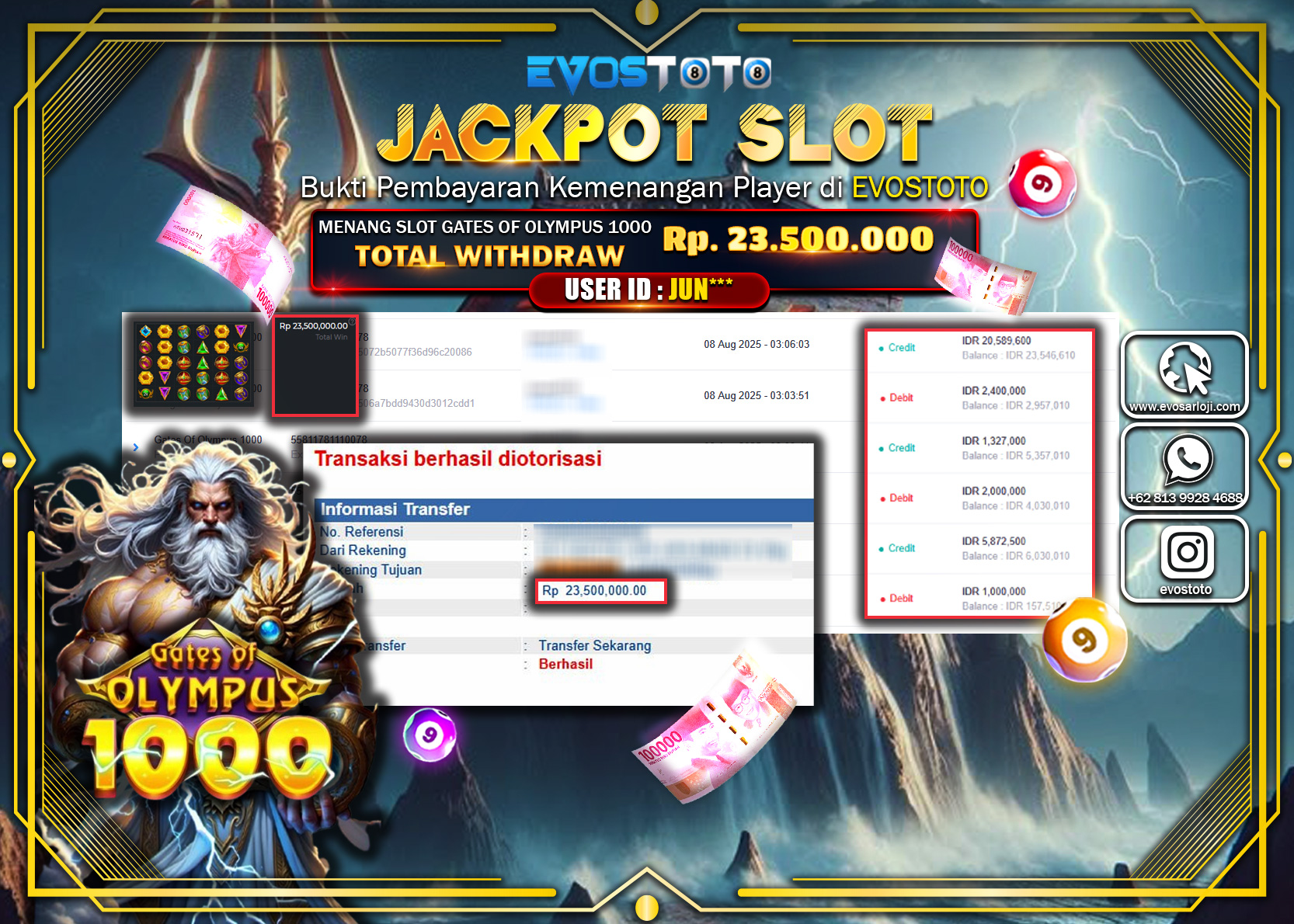 PEMBAYARAN JACKPOT SLOT GATES OF OLYMPUS 1000 Rp23.500.000 DI BAYAR LANGSUNG !