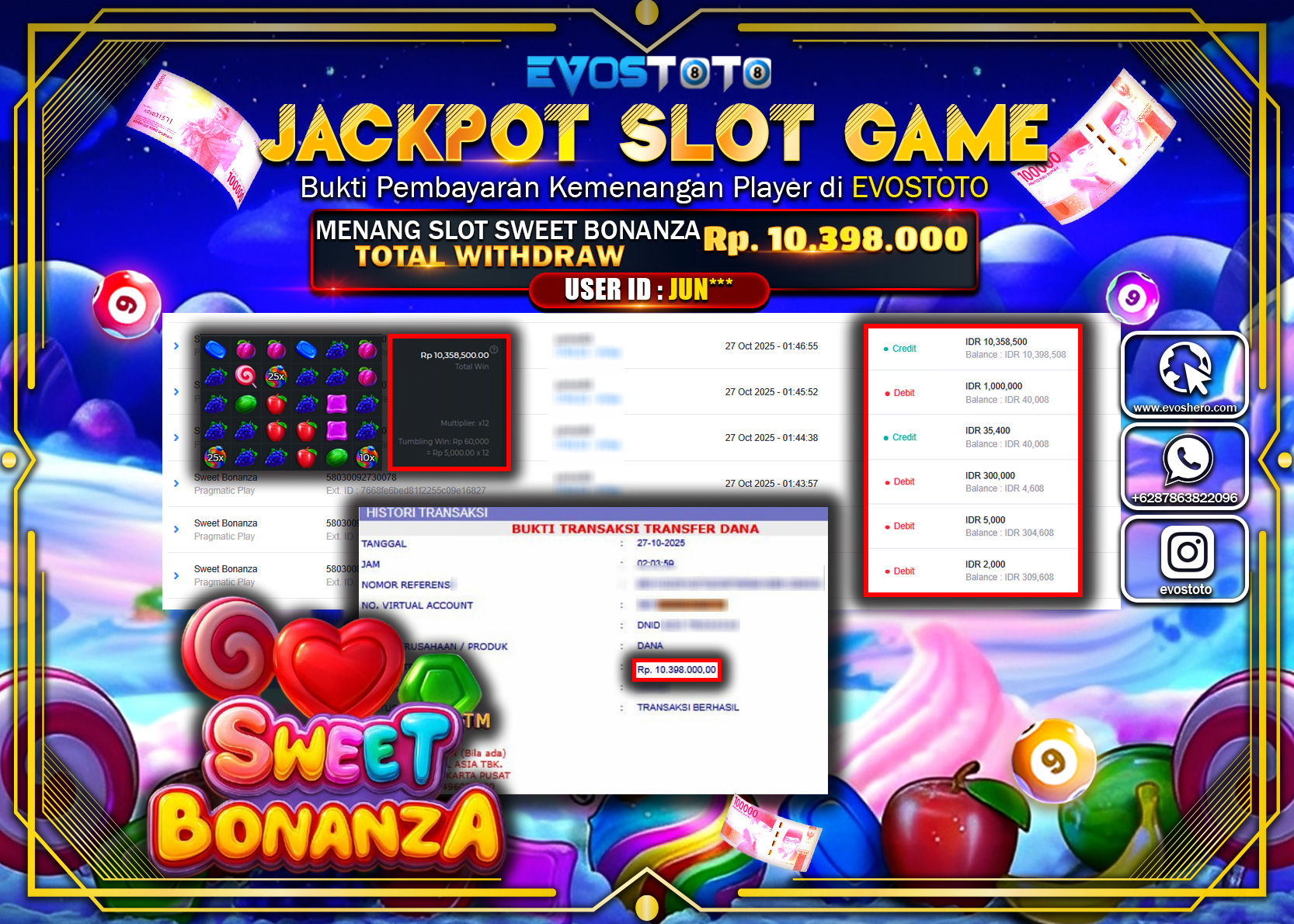 PEMBAYARAN JACKPOT SLOT SWEET BONANZA Rp10.398.000 DI BAYAR LANGSUNG !