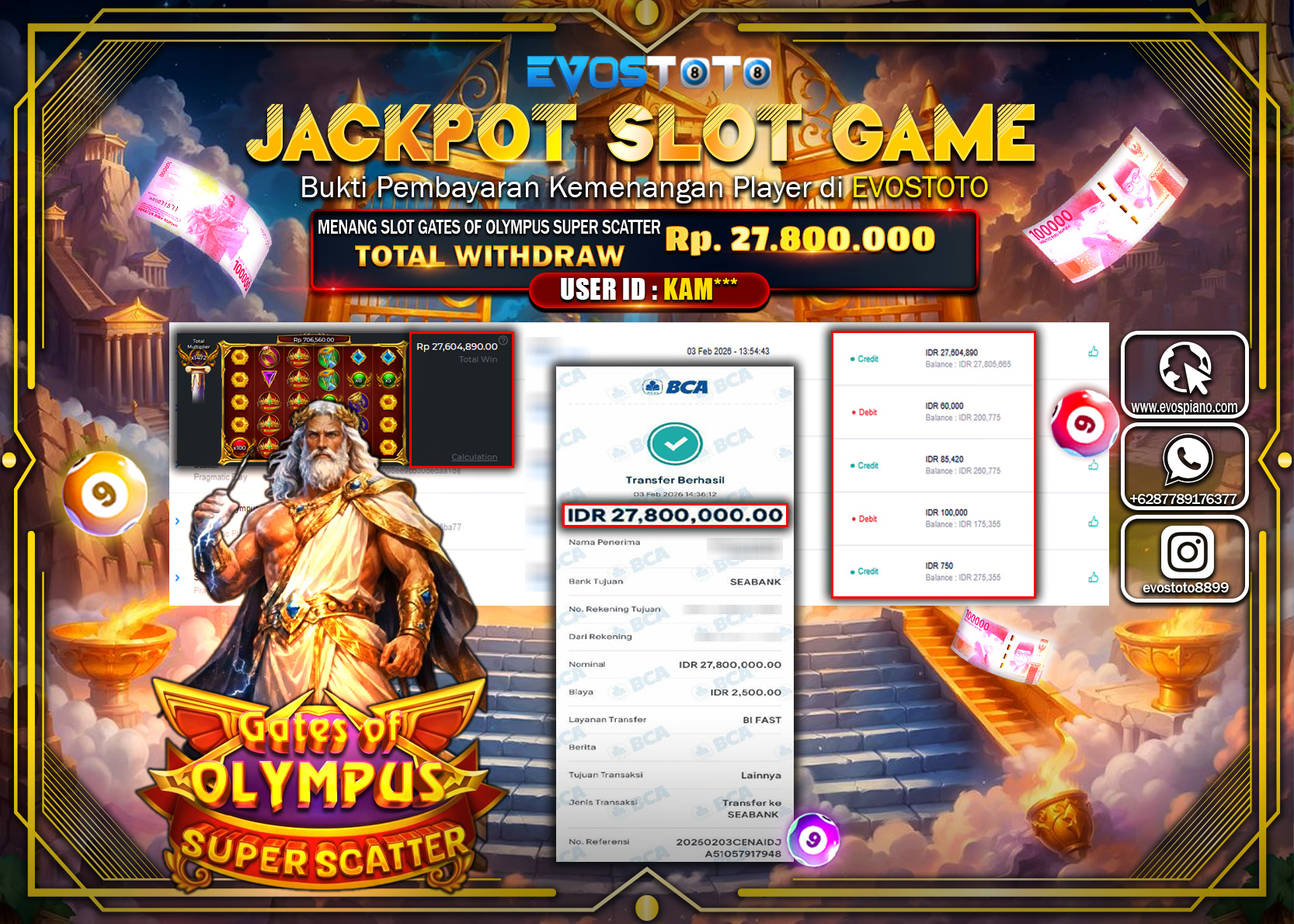 PEMBAYARAN JACKPOT SLOT GATES OF OLYMPUS SUPER SCATTER Rp.27.800.000 DI BAYAR LANGSUNG !
