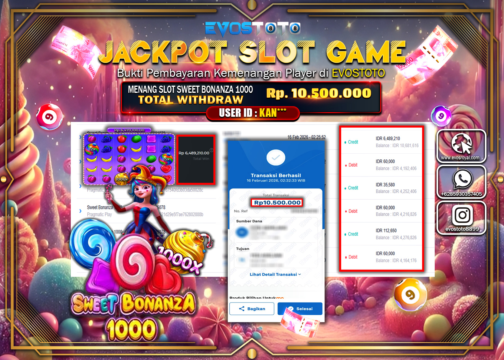PEMBAYARAN JACKPOT SLOT SWEET BONANZA 1000 Rp.10.500.000 DI BAYAR LANGSUNG !