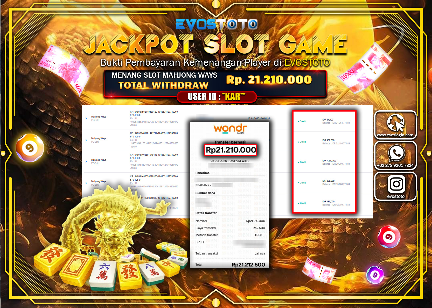 PEMBAYARAN JACKPOT SLOT MAHJONG WAYS Rp.21.210.000 DI BAYAR LANGSUNG !