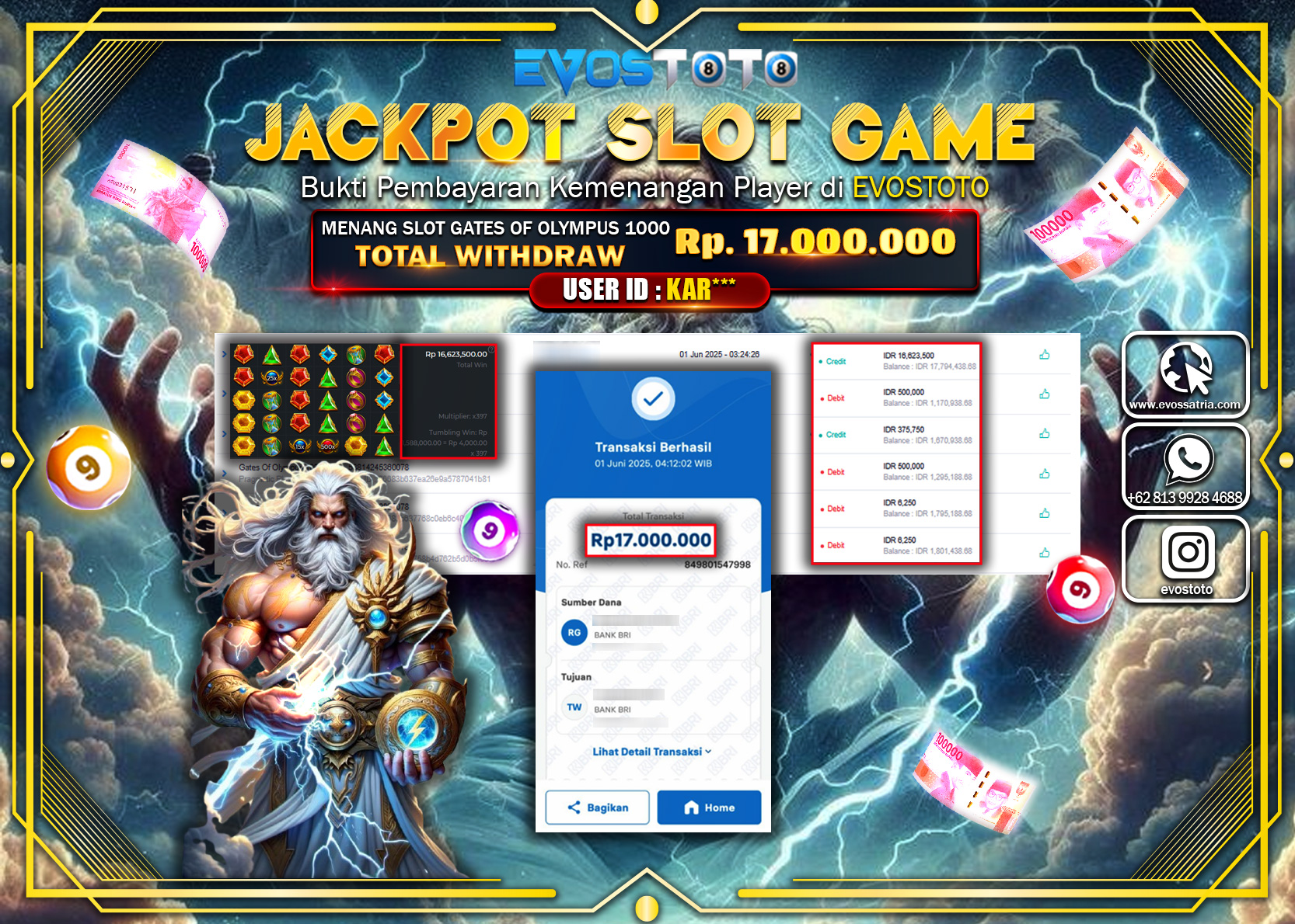 PEMBAYARAN JACKPOT SLOT GATES OLYMPUS 1000 Rp17.000.000 DI BAYAR LANGSUNG !
