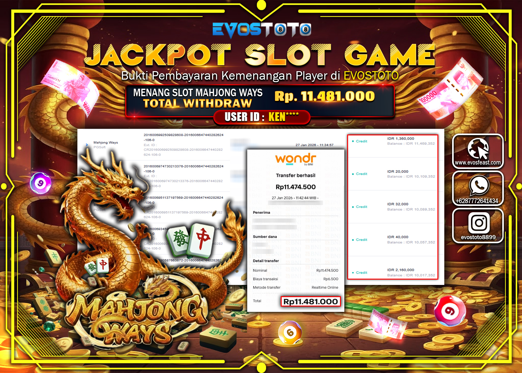 PEMBAYARAN JACKPOT SLOT MAHJONG WAYS Rp.11.481.000 DI BAYAR LANGSUNG !