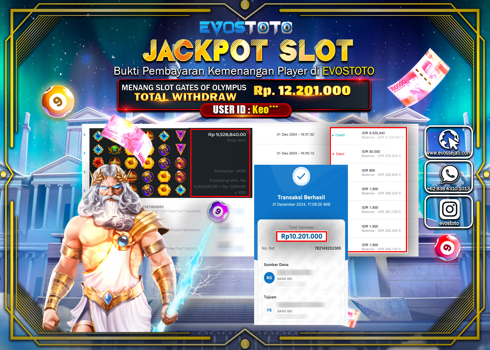 PEMBAYARAN JACKPOT SLOT GATES OF OLYMPUS  Rp.12.201.000 DI BAYAR LANGSUNG !