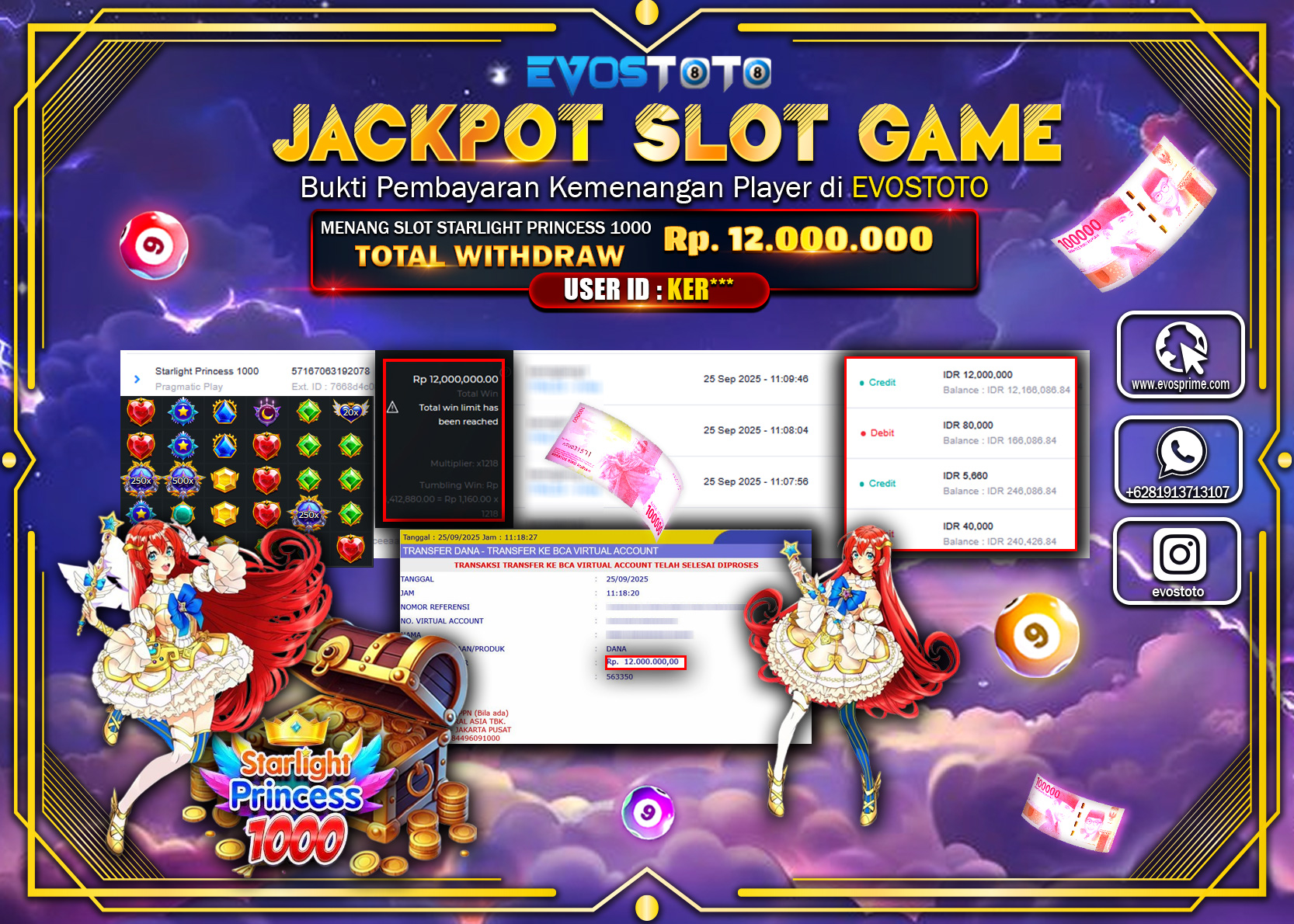 PEMBAYARAN JACKPOT SLOT STARLIGHT PRINCESS 1000 Rp12.000.000 DI BAYAR LANGSUNG !