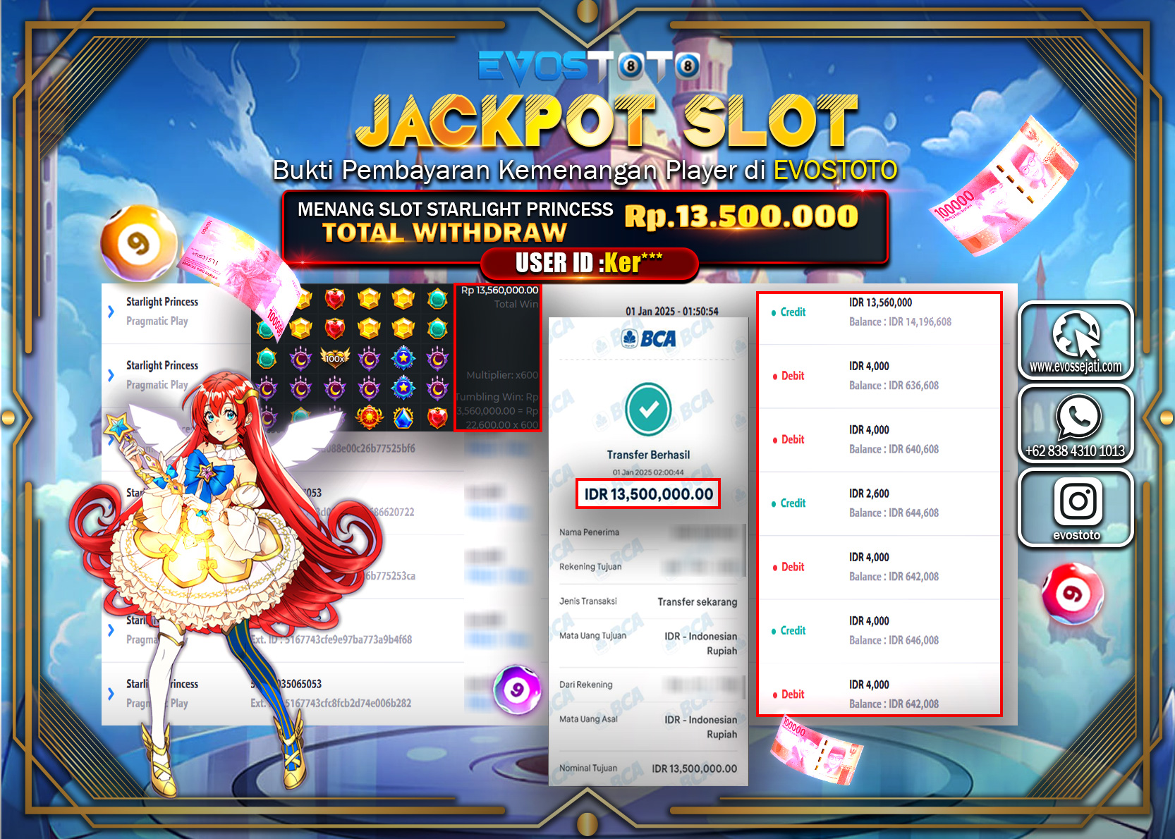 PEMBAYARAN JACKPOT SLOT STARLIGHT PRINCES Rp.13.500.000 DI BAYAR LANGSUNG !