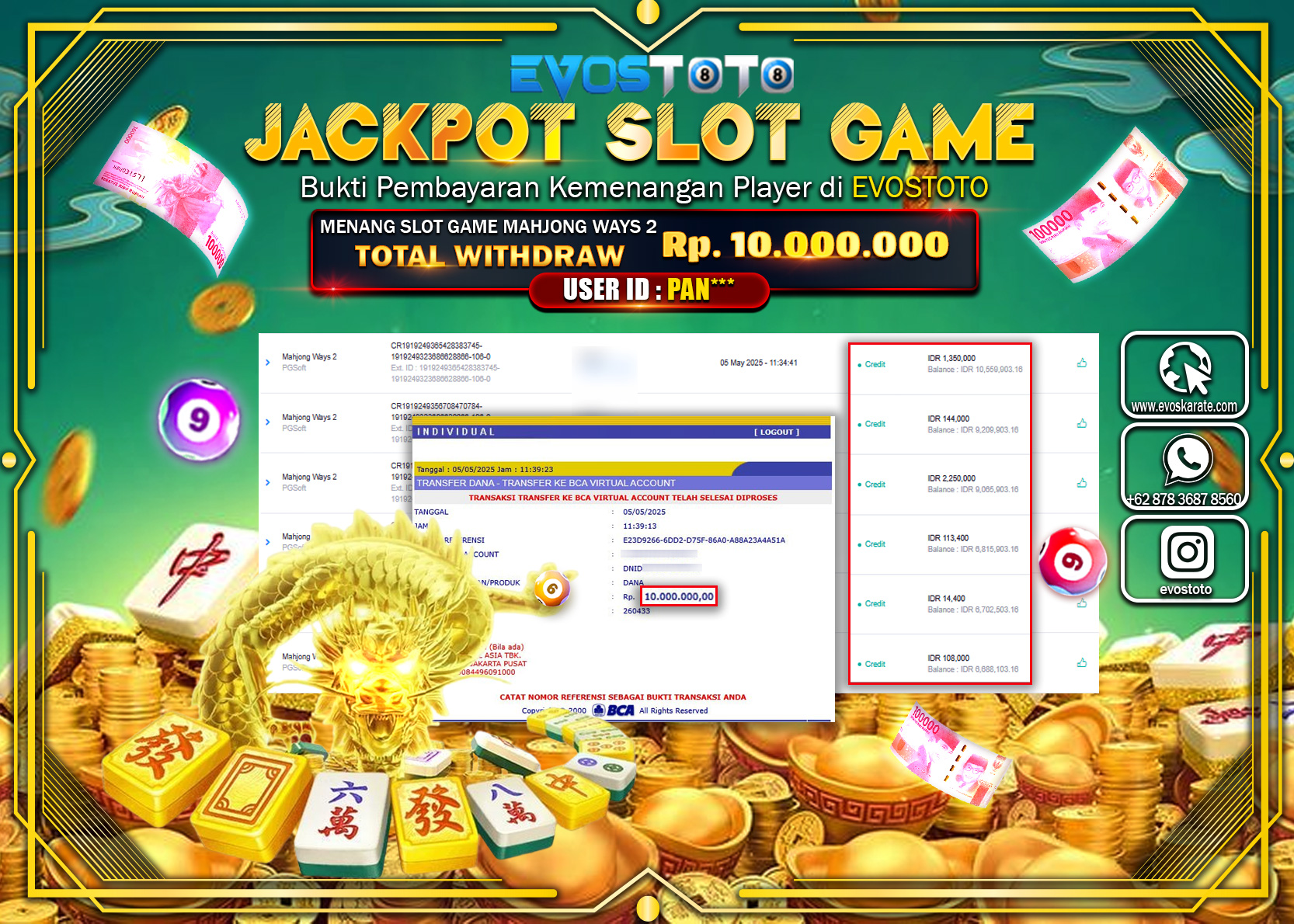 PEMBAYARAN JACKPOT SLOT MAHJONG WAYS 2 Rp.10.000.000 DI BAYAR LANGSUNG !