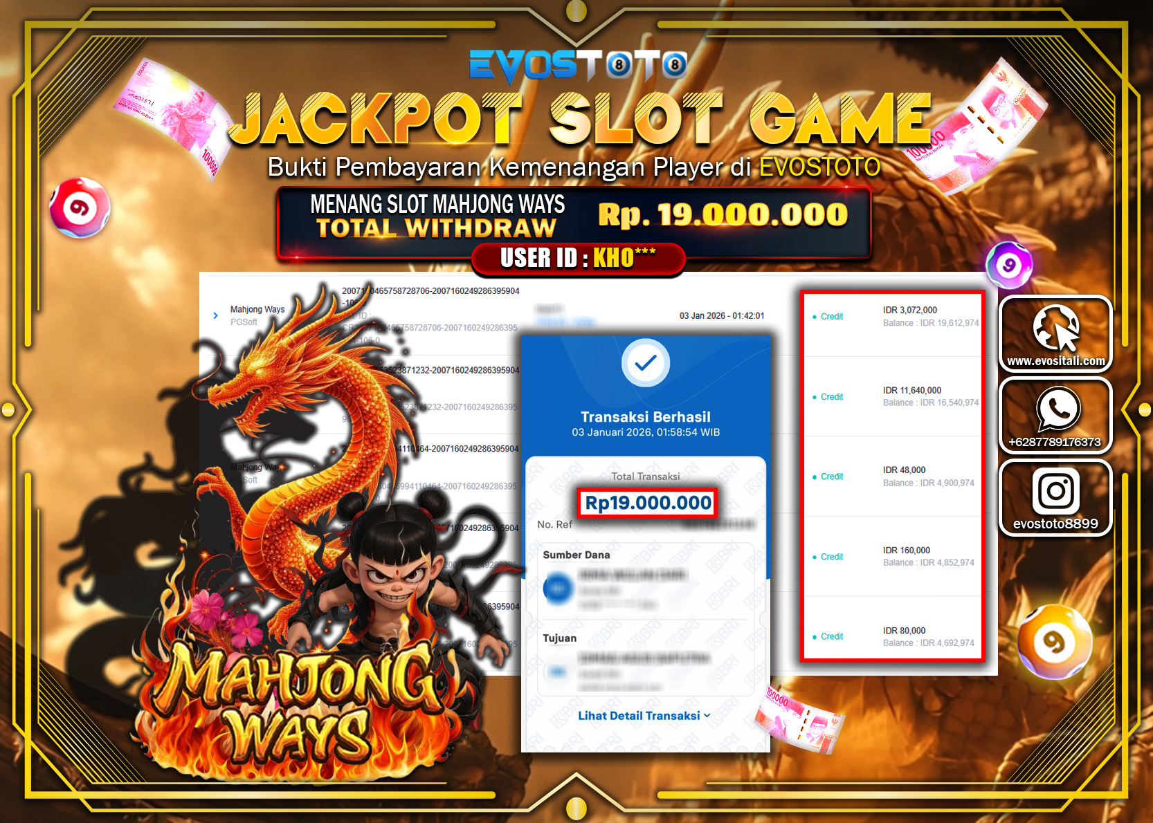 PEMBAYARAN JACKPOT SLOT MAHJONG WAYS Rp.19.000.000 DI BAYAR LANGSUNG !