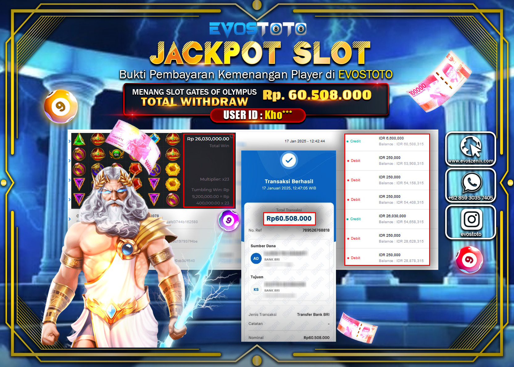 PEMBAYARAN JACKPOT SLOT GATES OF OLYMPUS Rp.60.508.000 DI BAYAR LANGSUNG !