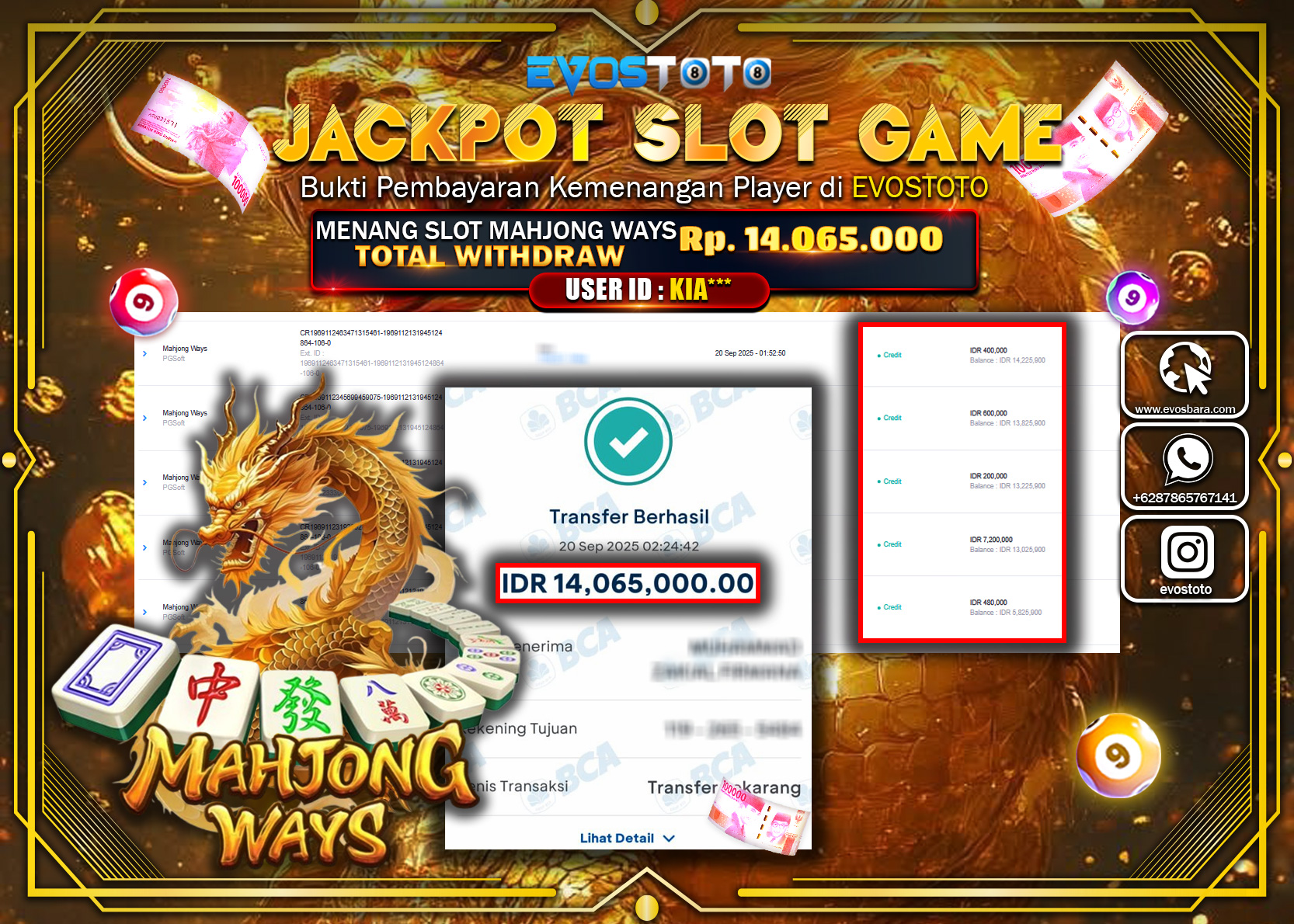 PEMBAYARAN JACKPOT SLOT MAHJONG WAYS Rp14.065.000 DI BAYAR LANGSUNG !