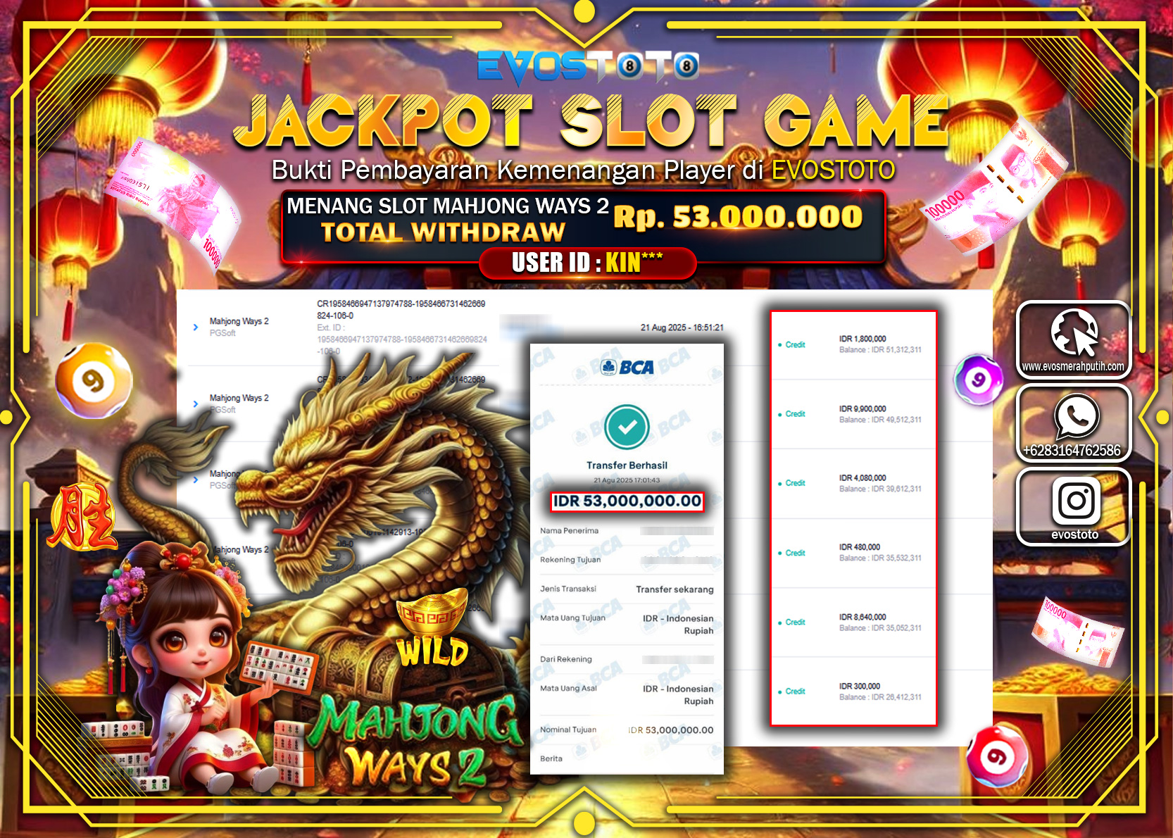 PEMBAYARAN JACKPOT SLOT MAHJONG WAYS 2 Rp53.000.000 DI BAYAR LANGSUNG !