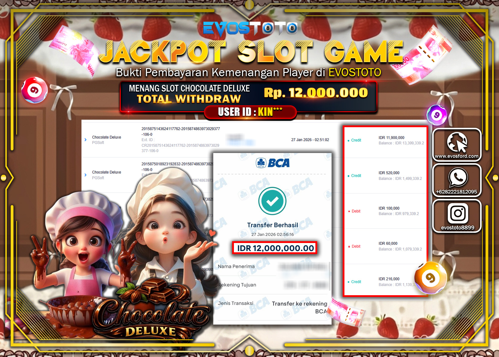 PEMBAYARAN JACKPOT SLOT CHOCOLATE DELUXE Rp.12.000.000 DI BAYAR LANGSUNG !