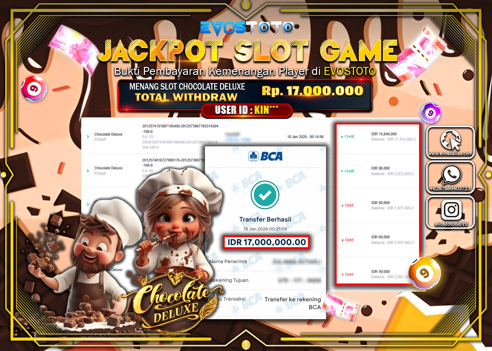 PEMBAYARAN JACKPOT SLOT CHOCOLATE DELUXE Rp.17.000.000 DI BAYAR LANGSUNG !