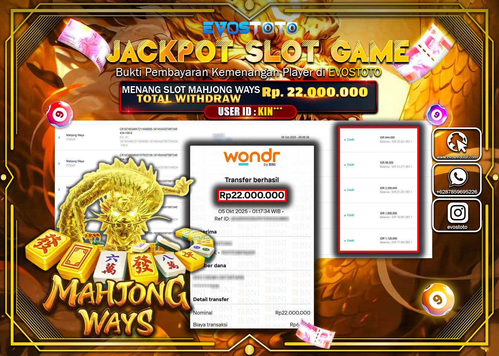 PEMBAYARAN JACKPOT SLOT MAHJONG WAYS Rp22.000.000 DI BAYAR LANGSUNG !