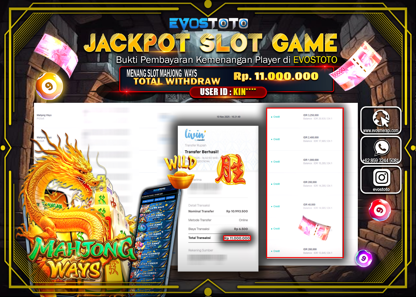 PEMBAYARAN JACKPOT SLOT MAHJONG WAYS Rp11.000.000 DI BAYAR LANGSUNG !