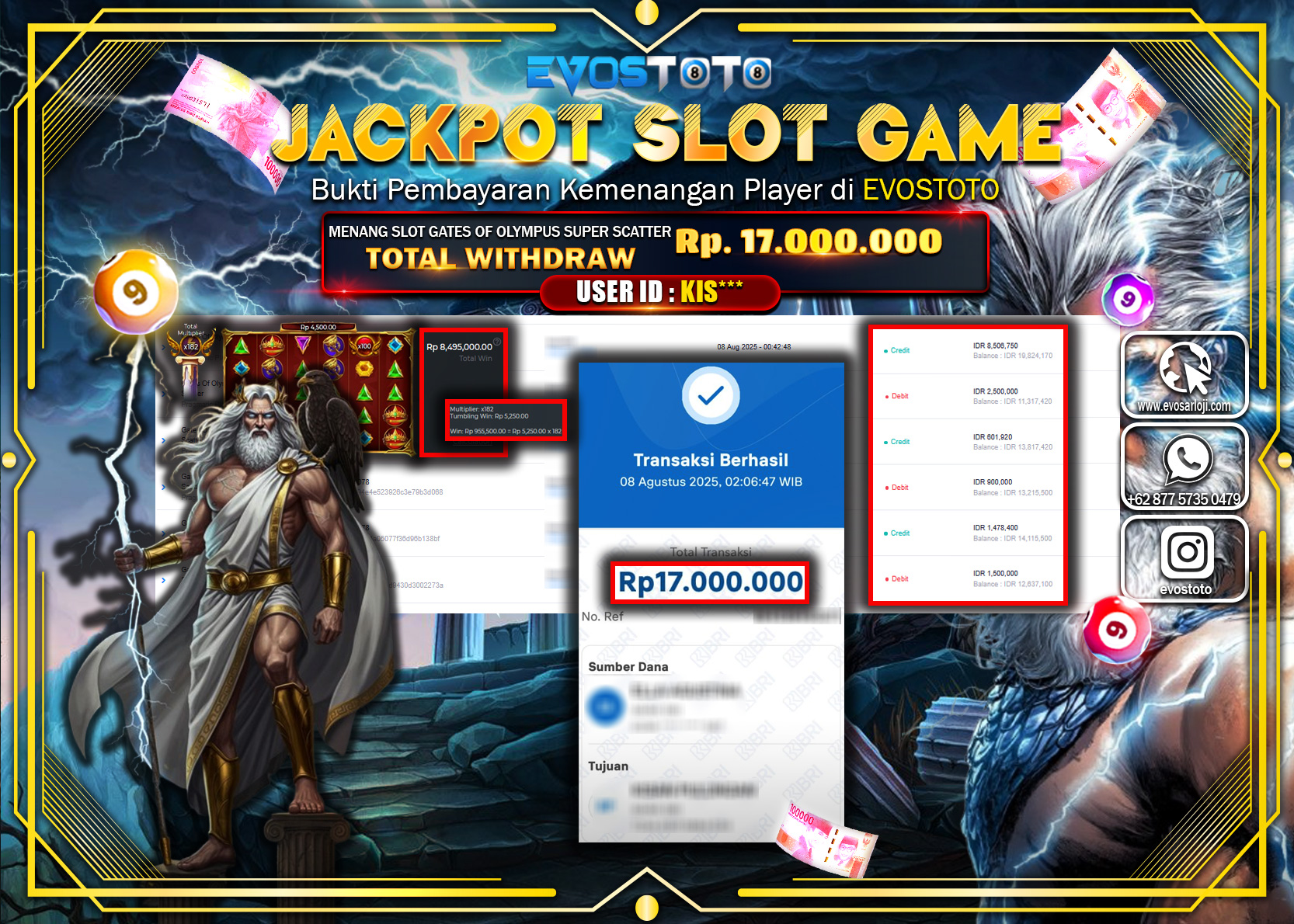 PEMBAYARAN JACKPOT SLOT GATES OF OLYMPUS SUPER SCATTER Rp17.000.000 DI BAYAR LANGSUNG !