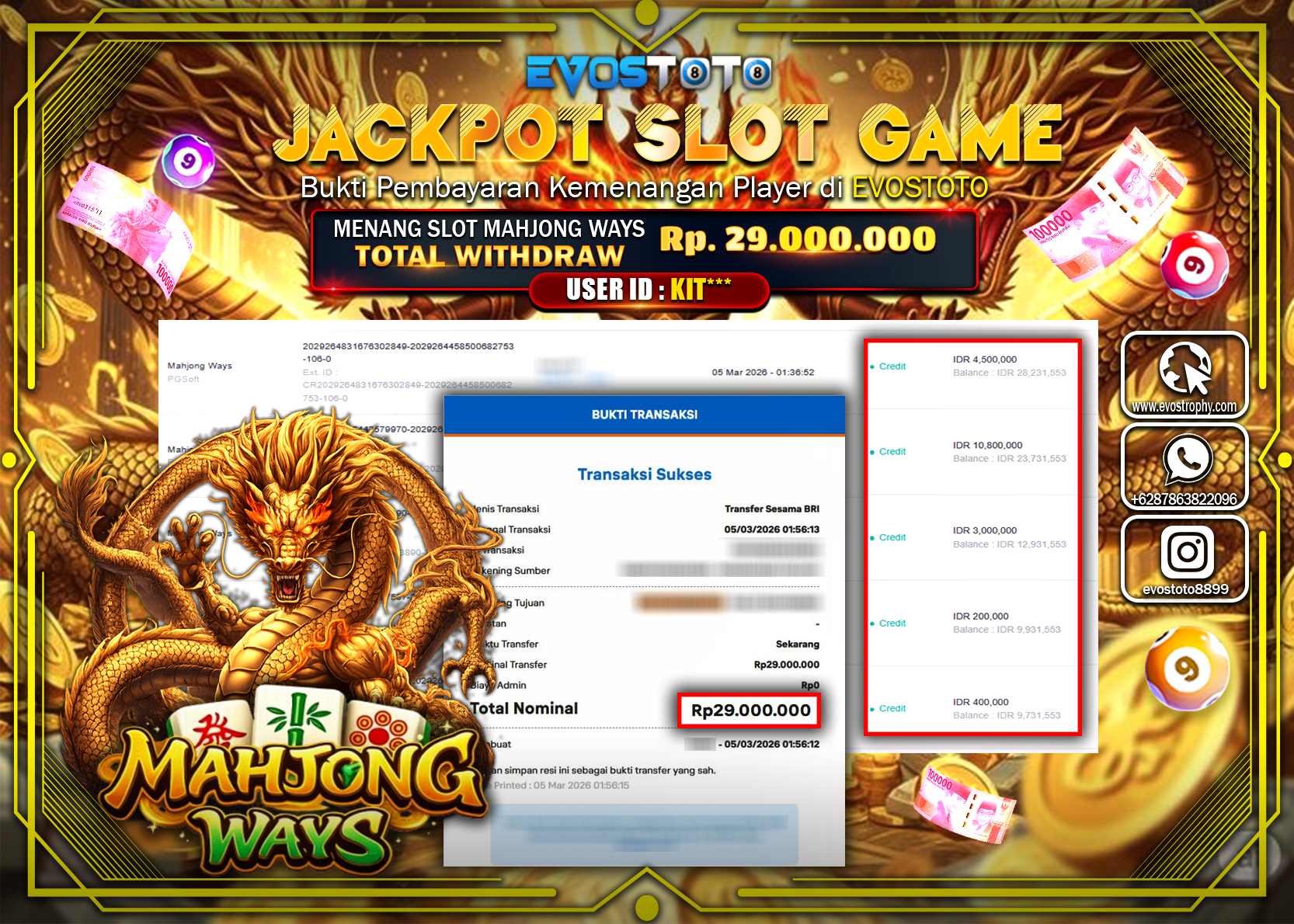 PEMBAYARAN JACKPOT SLOT MAHJONG WAYS Rp.29.000.000 DI BAYAR LANGSUNG !