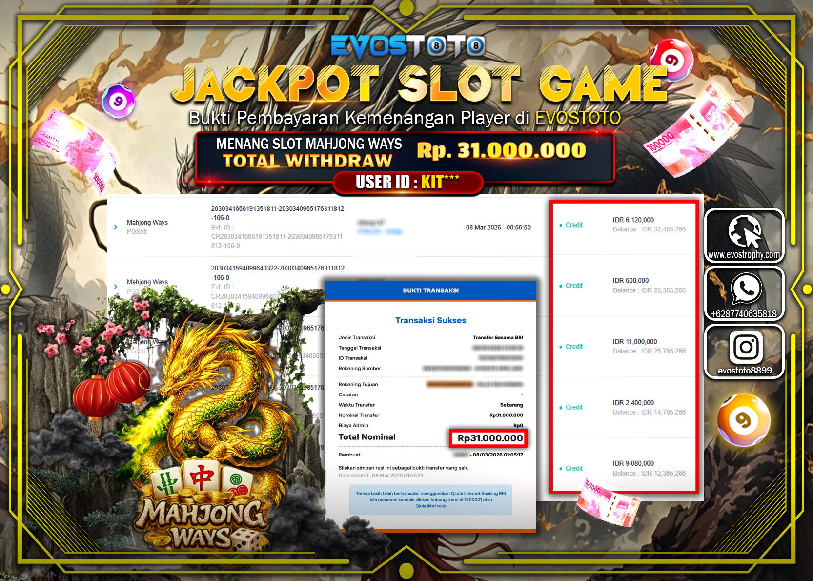 PEMBAYARAN JACKPOT SLOT MAHJONG WAYS Rp.31.000.000 DI BAYAR LANGSUNG !