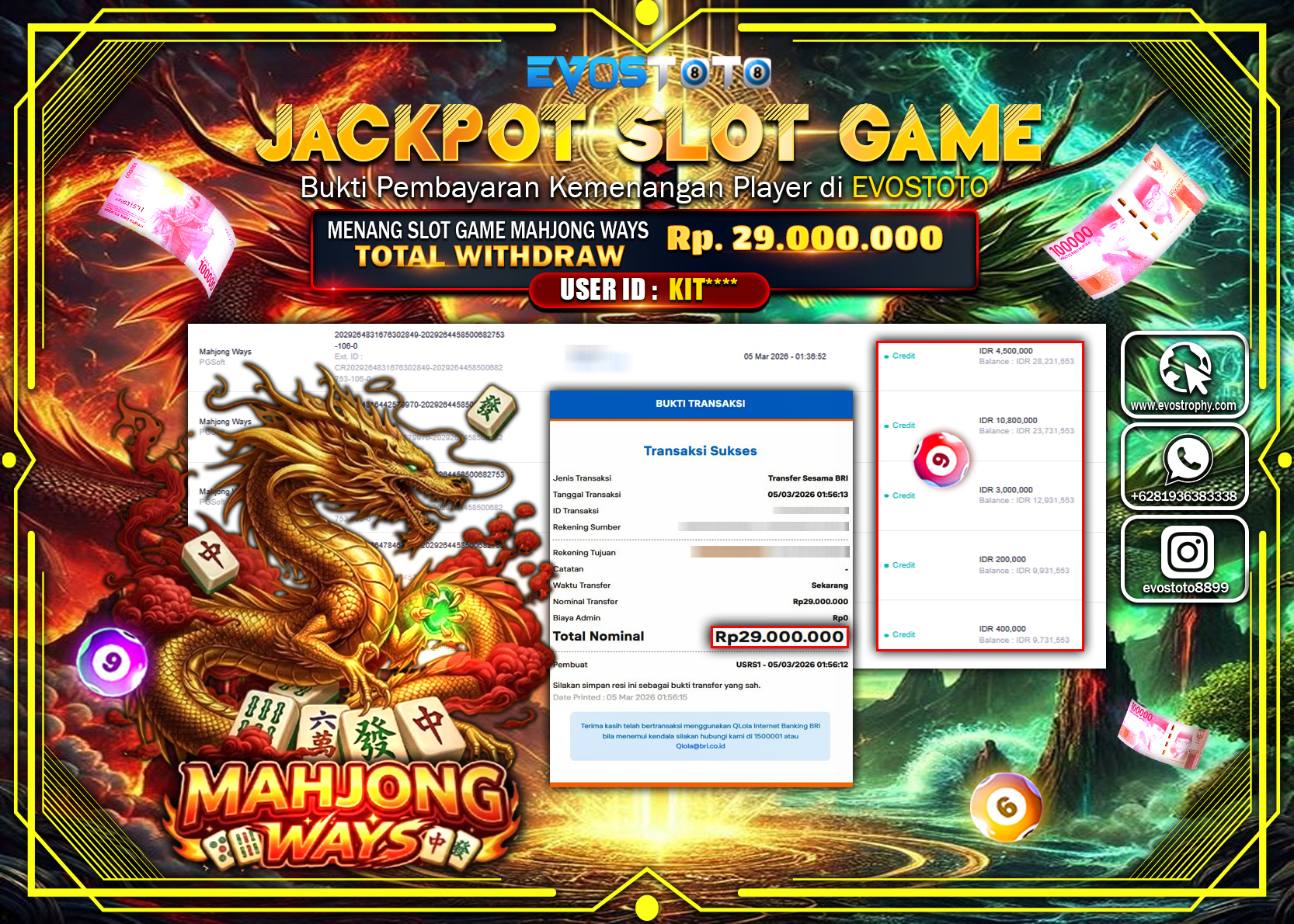 PEMBAYARAN JACKPOT SLOT MAHJONG WAYS Rp.29.000.000 DI BAYAR LANGSUNG !
