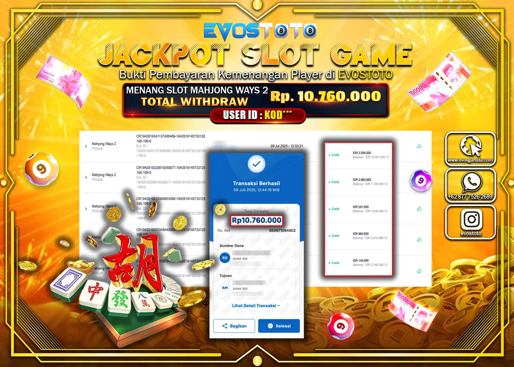 PEMBAYARAN JACKPOT SLOT MAHJONG WAYS 2 RP10.760.000 DI BAYAR LANGSUNG !