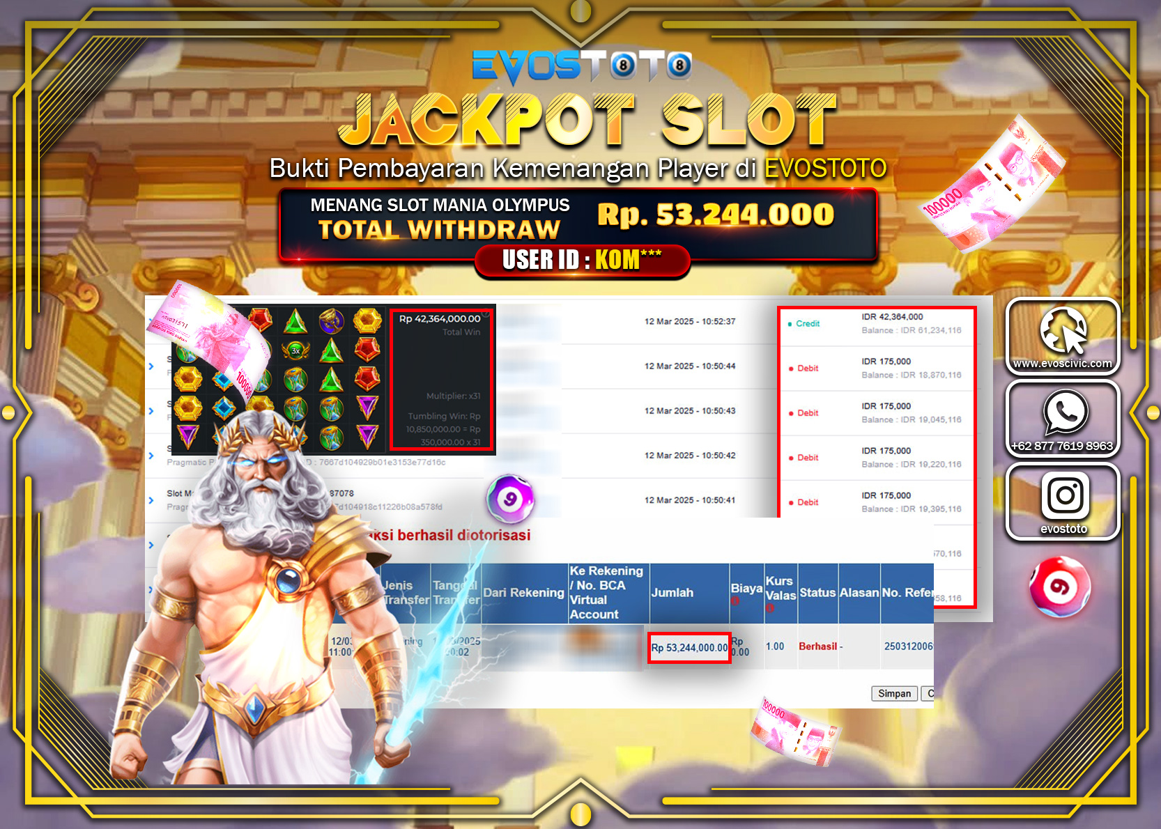 PEMBAYARAN JACKPOT SLOT GATES OF OLYMPUS Rp.53.244.000 DI BAYAR LANGSUNG !