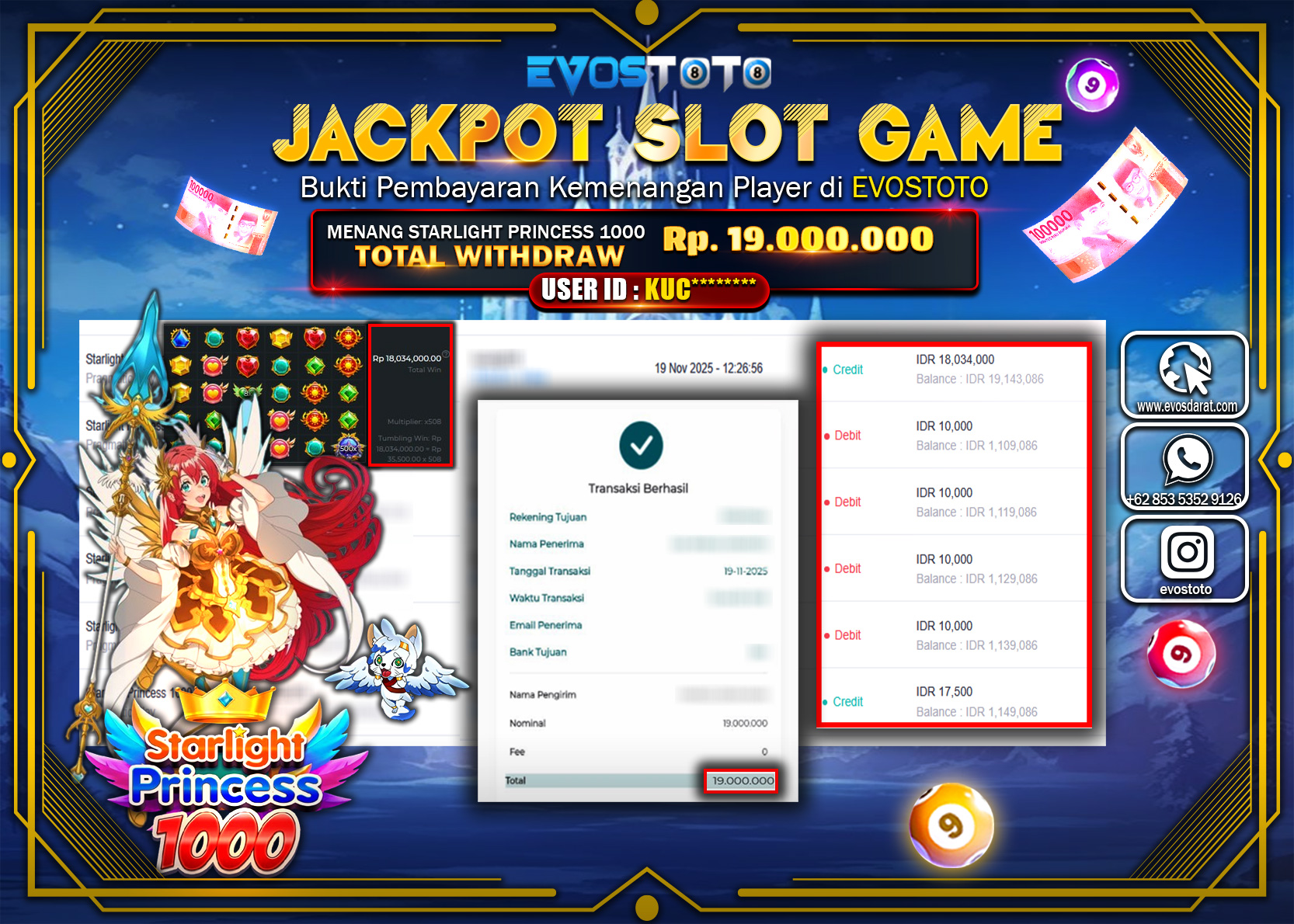 PEMBAYARAN JACKPOT SLOT STARLIGHT PRINCESS 1000 Rp19.000.000 DI BAYAR LANGSUNG !