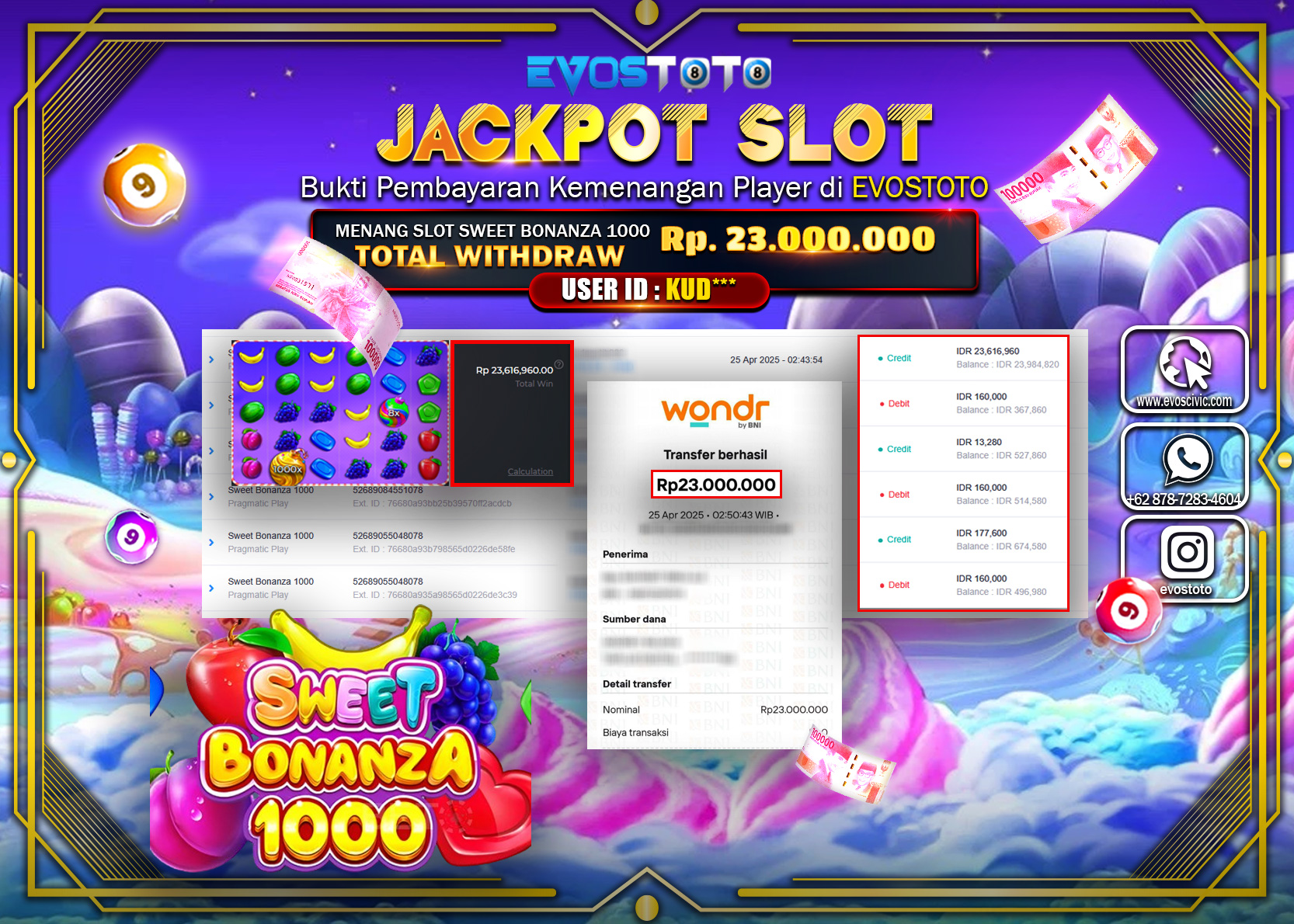 PEMBAYARAN JACKPOT SLOT SWEET BONANZA 1000  23.000.000 DI BAYAR LANGSUNG !