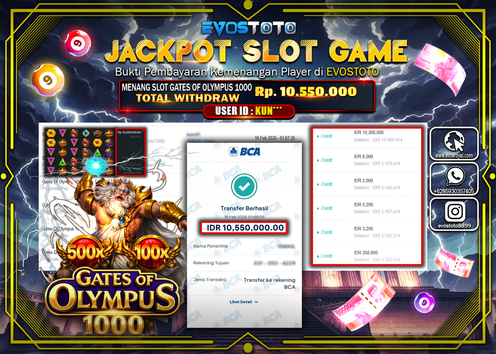 PEMBAYARAN JACKPOT SLOT GATES OF OLYMPUS 1000 Rp.10.550.000 DI BAYAR LANGSUNG !