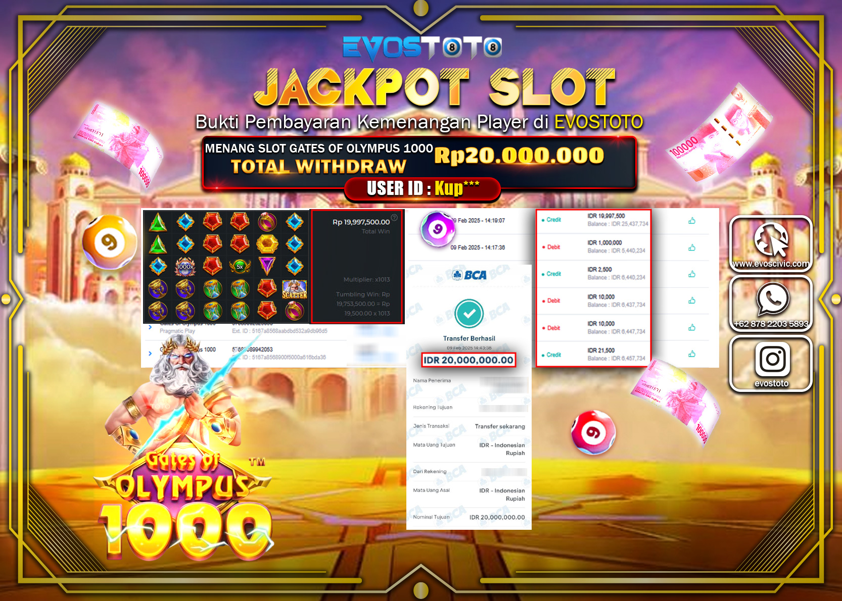 PEMBAYARAN JACKPOT SLOT GATES OF OLYMPUS 1000 Rp.20.000.000 DI BAYAR LANGSUNG !