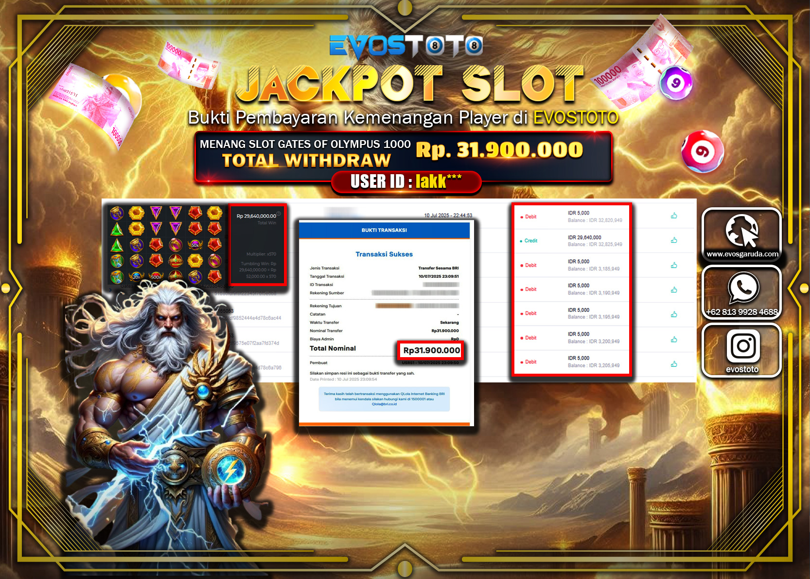 PEMBAYARAN JACKPOT SLOT SLOT GATES OF OLYMPUS 1000 RP31.900.000 DI BAYAR LANGSUNG !