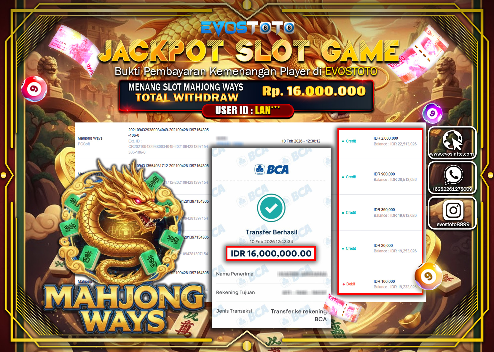 PEMBAYARAN JACKPOT SLOT MAHJONG WAYS Rp.16.000.000 DI BAYAR LANGSUNG !