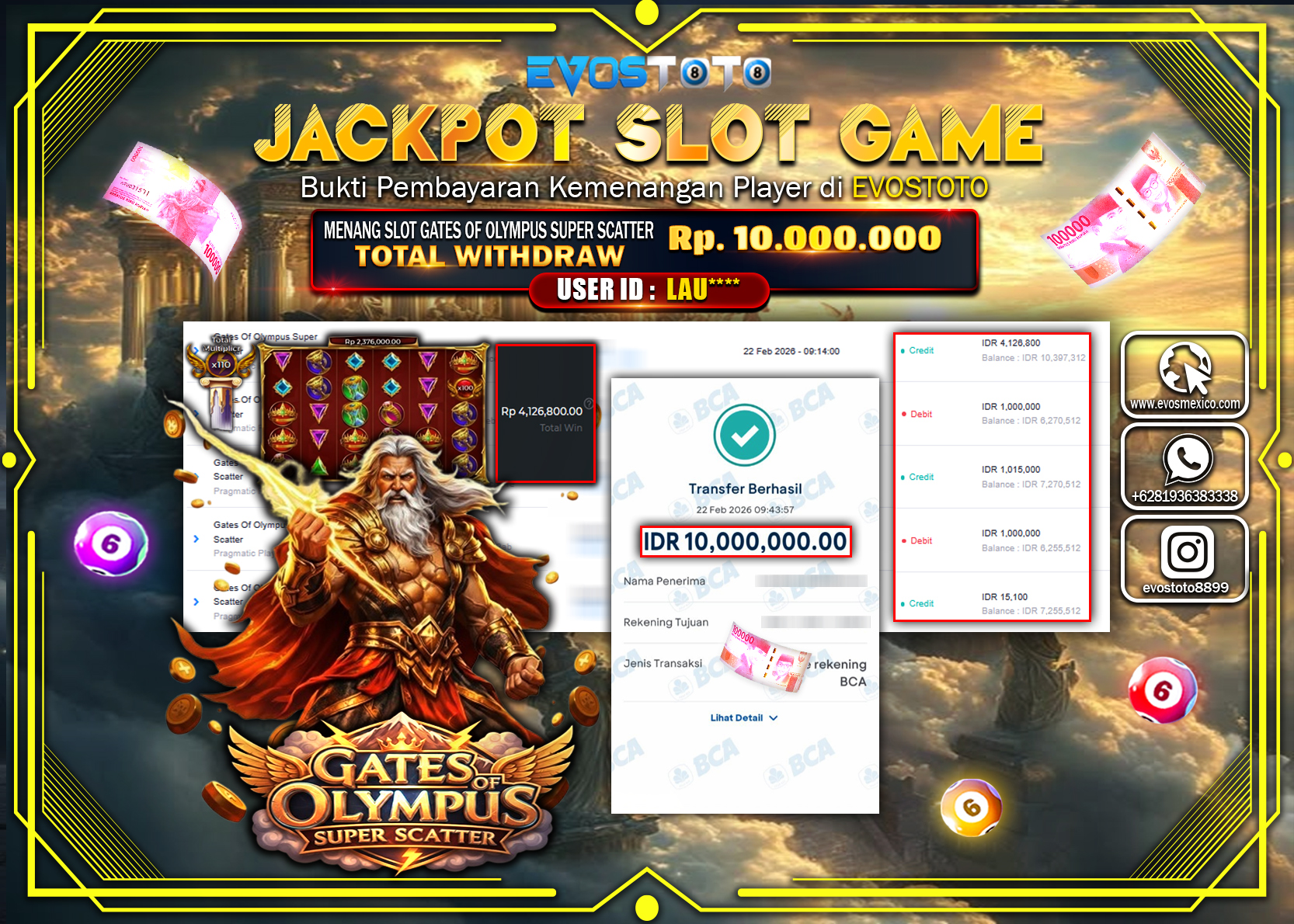 PEMBAYARAN JACKPOT SLOT GATES OF OLYMPUS SUPER SCATTER Rp.10.000.000 DI BAYAR LANGSUNG !