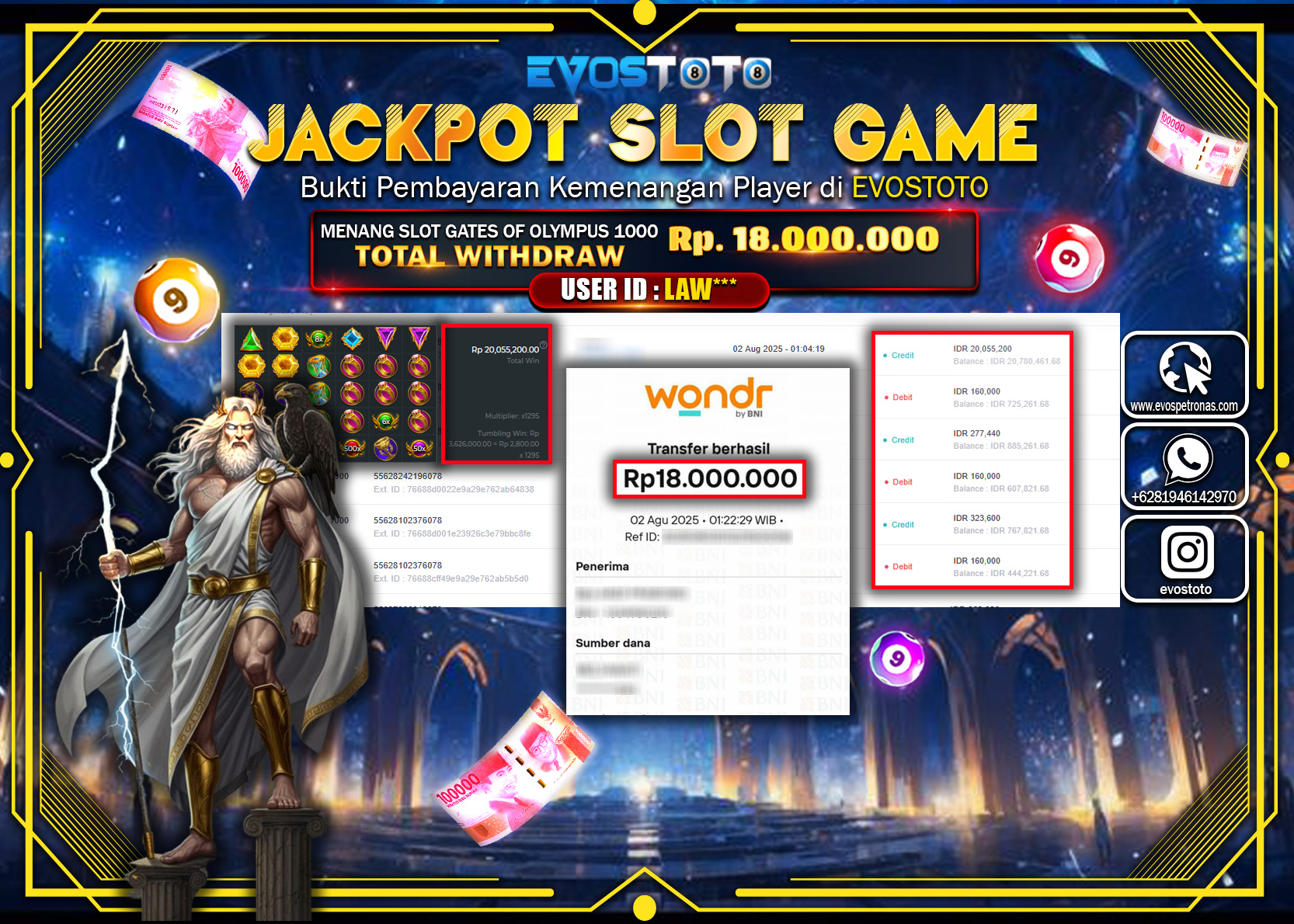 PEMBAYARAN JACKPOT SLOT GATES OF OLYMPUS 1000 Rp18.000.000 DI BAYAR LANGSUNG !