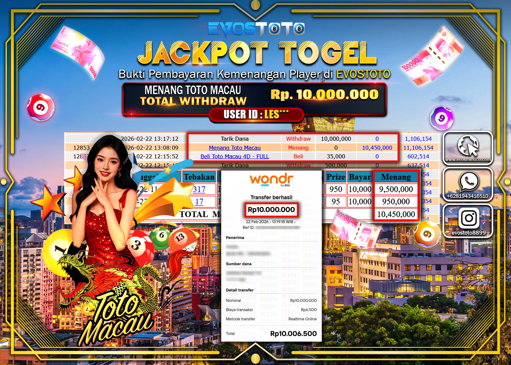 PEMBAYARAN JACKPOT TOGEL TOTO MACAU Rp.10.000.000 DI BAYAR LANGSUNG !