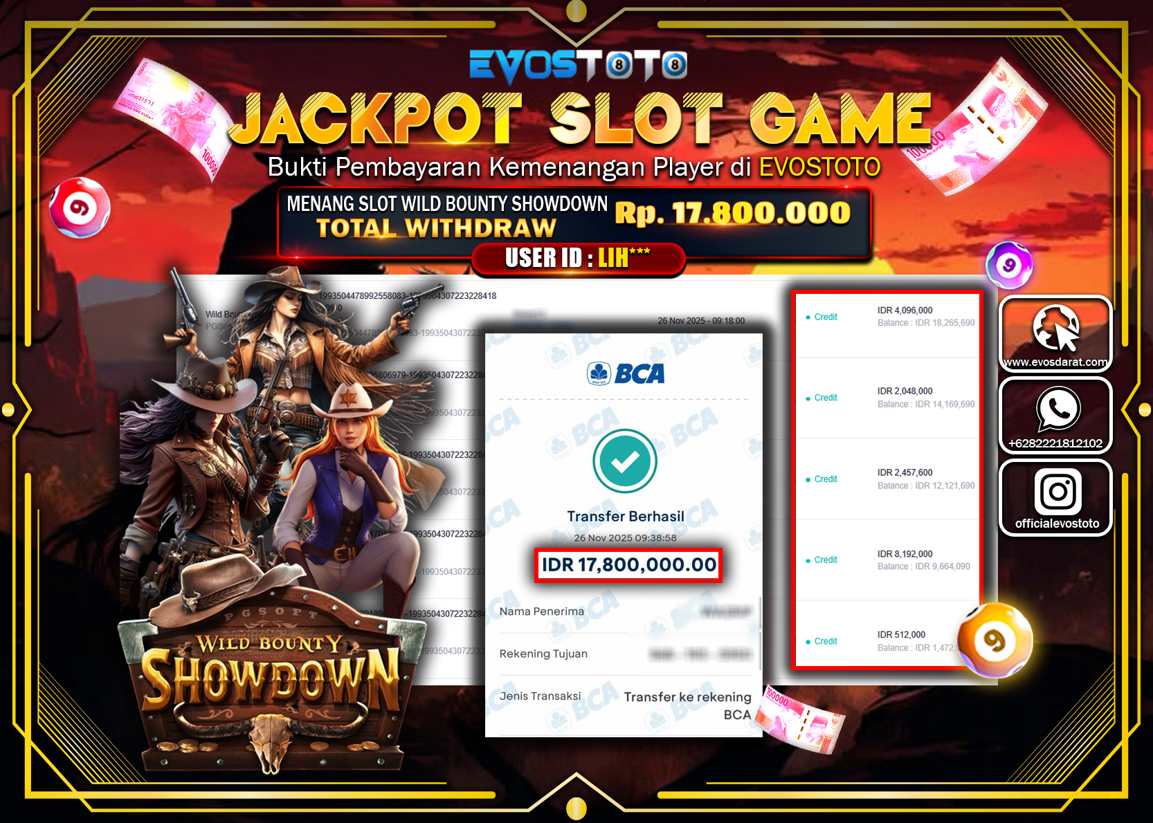 PEMBAYARAN JACKPOT SLOT WILD BOUNTY SHOWDOWN Rp.17.800.000 DI BAYAR LANGSUNG !