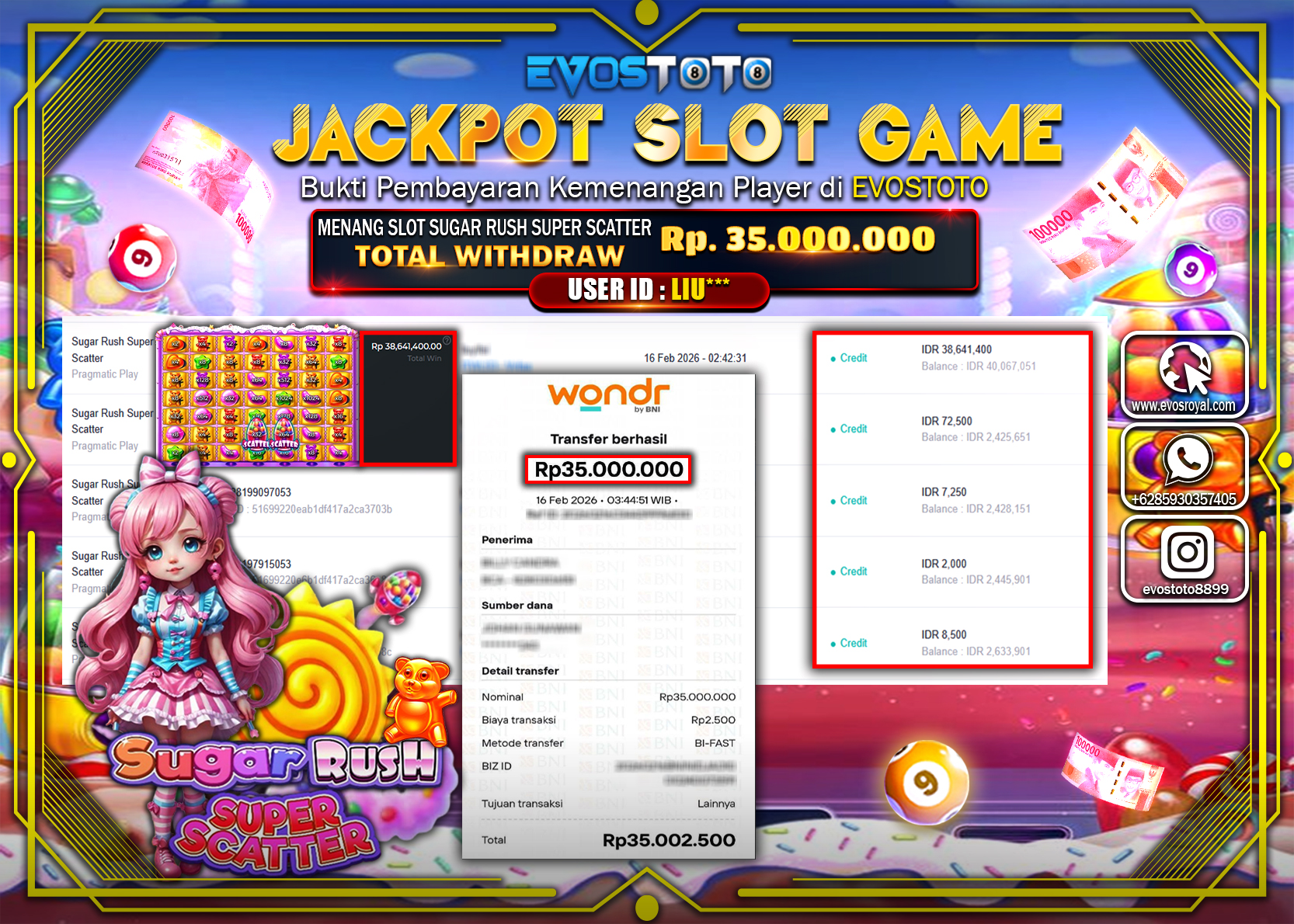 PEMBAYARAN JACKPOT SLOT SUGAR RUSH SUPER SCATTER Rp.35.000.000 DI BAYAR LANGSUNG !