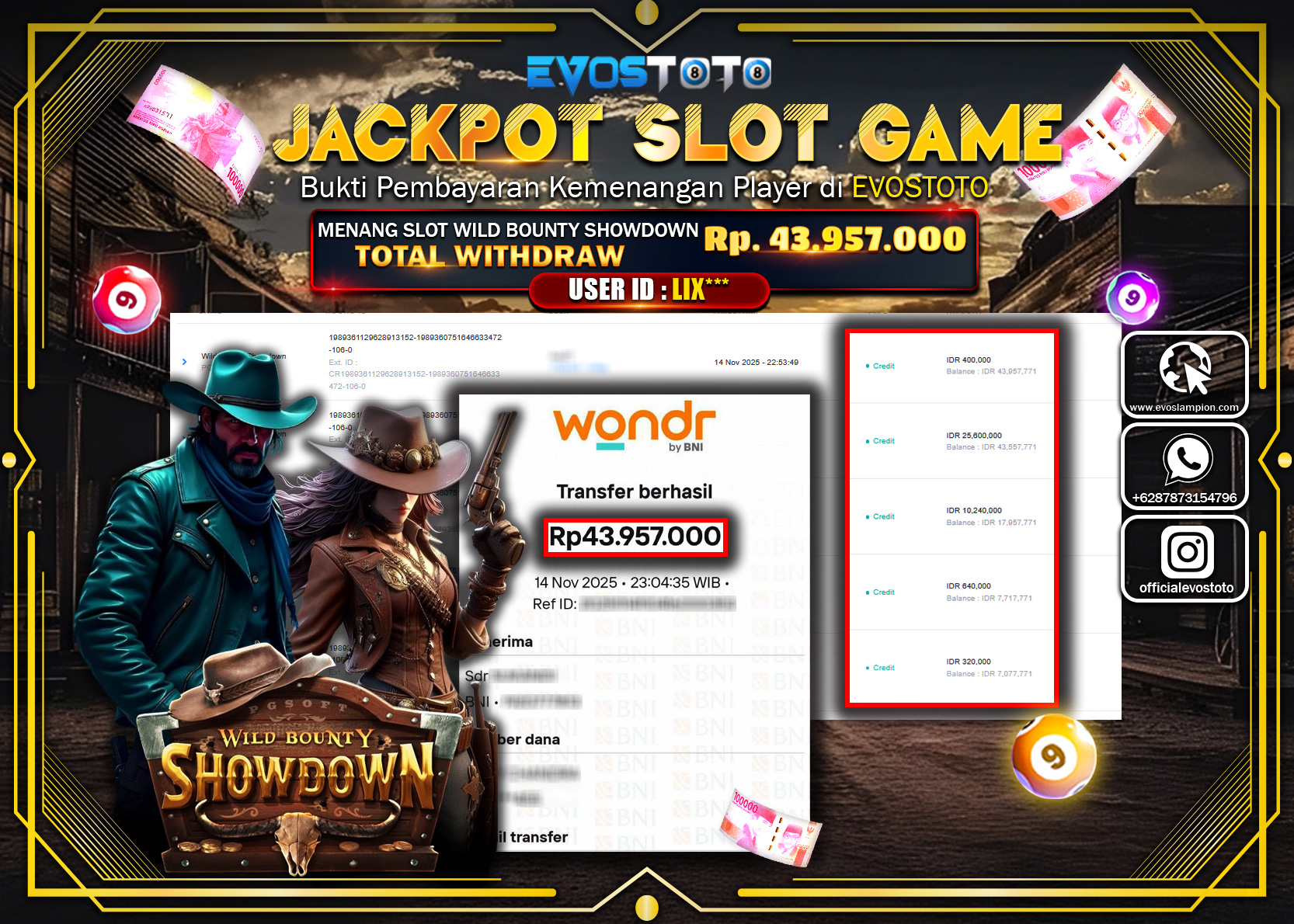PEMBAYARAN JACKPOT SLOT WILD BOUNTY SHOWDOWN Rp43.957.000 DI BAYAR LANGSUNG !