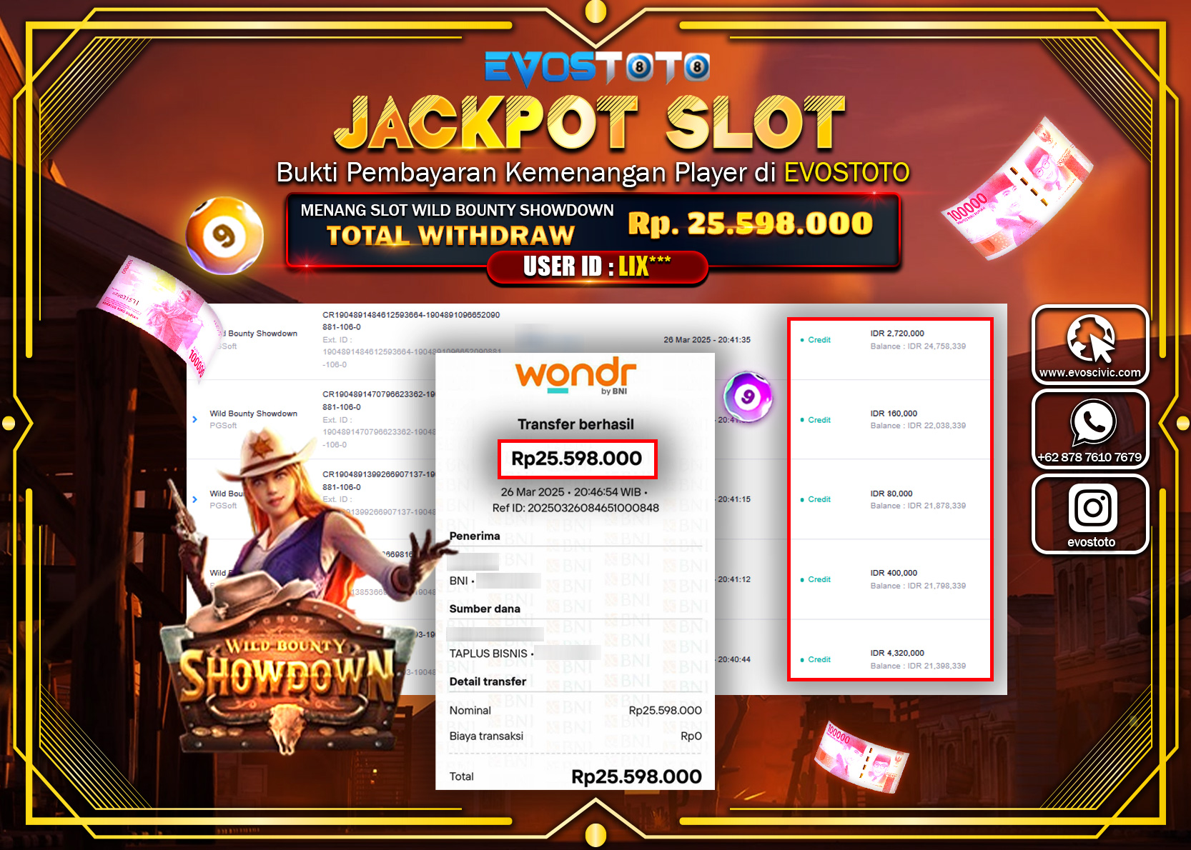 PEMBAYARAN JACKPOT SLOT WILD BOUNTY SHOWDOWN Rp. 25.598.000 DI BAYAR LANGSUNG !