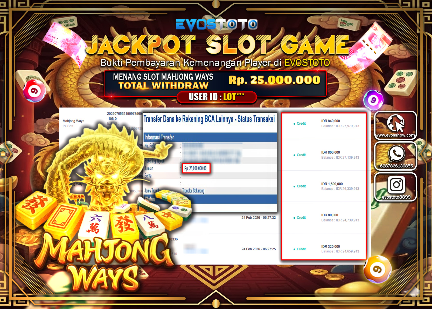 PEMBAYARAN JACKPOT SLOT MAHJONG WAYS Rp.25.000.000 DI BAYAR LANGSUNG !