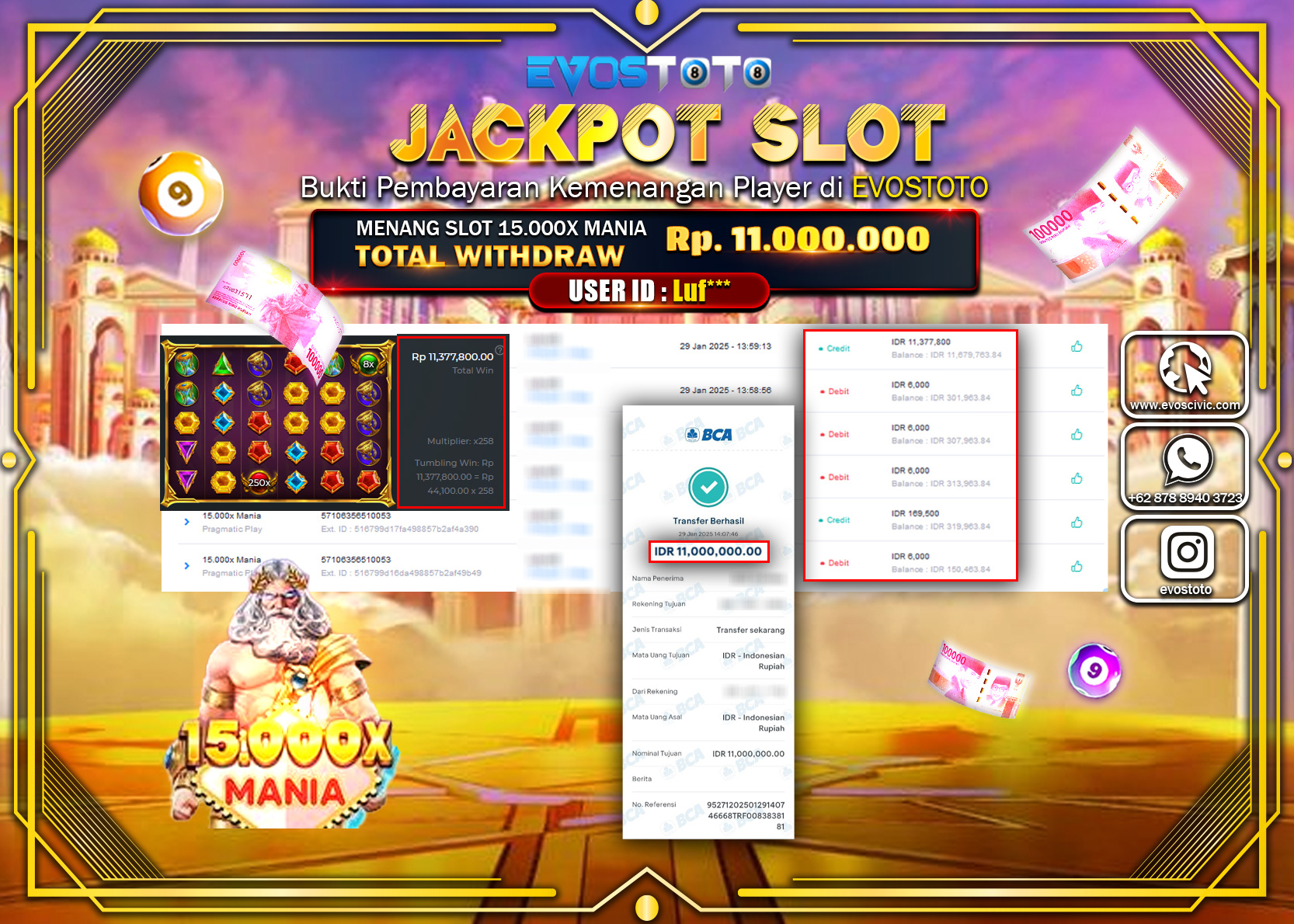 PEMBAYARAN JACKPOT SLOT 15.000X MANIA Rp 11.000.000 DI BAYAR LANGSUNG !