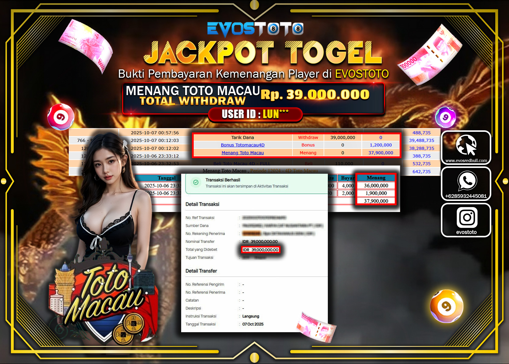 PEMBAYARAN JACKPOT TOGEL TOTO MACAU Rp39.000.000 DI BAYAR LANGSUNG !