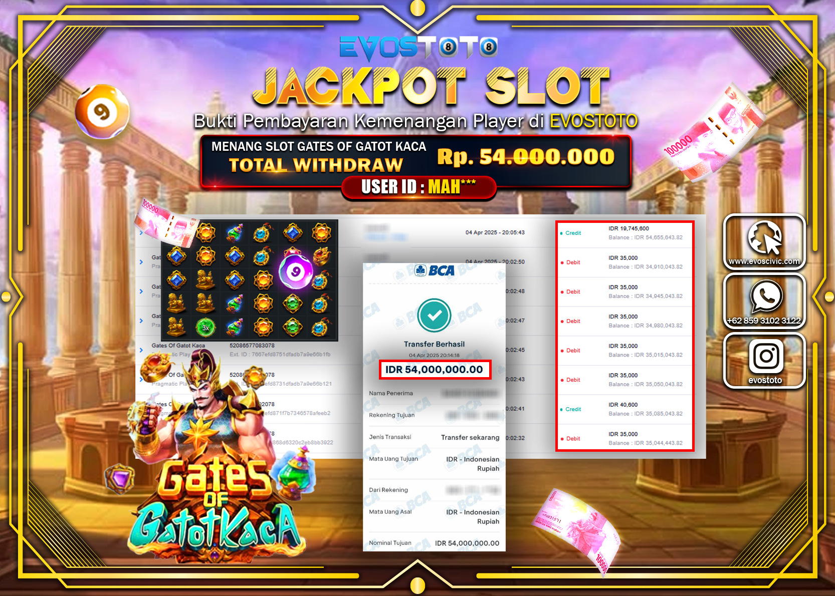 PEMBAYARAN JACKPOT SLOT GATES OF GATOT KACA Rp.54.000.000 DI BAYAR LANGSUNG !