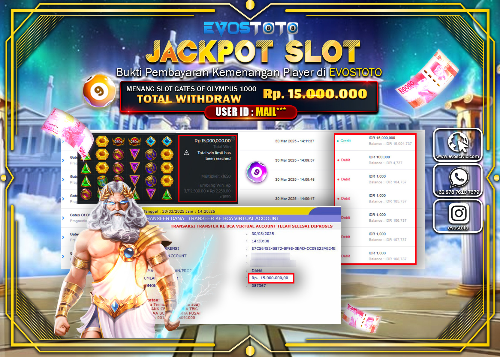 PEMBAYARAN JACKPOT SLOT GATES OF OLYMPUS 1000 15.000.000 DI BAYAR LANGSUNG !