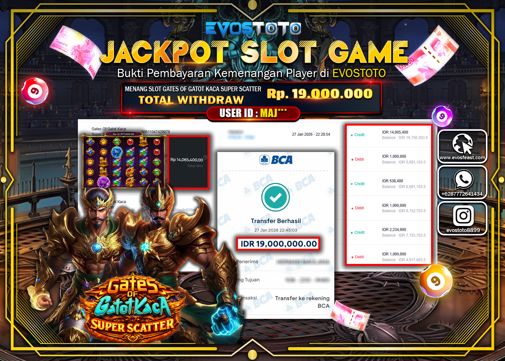 PEMBAYARAN JACKPOT SLOT GATOT KACA SUPER SCATTER Rp.19.000.000 DI BAYAR LANGSUNG !