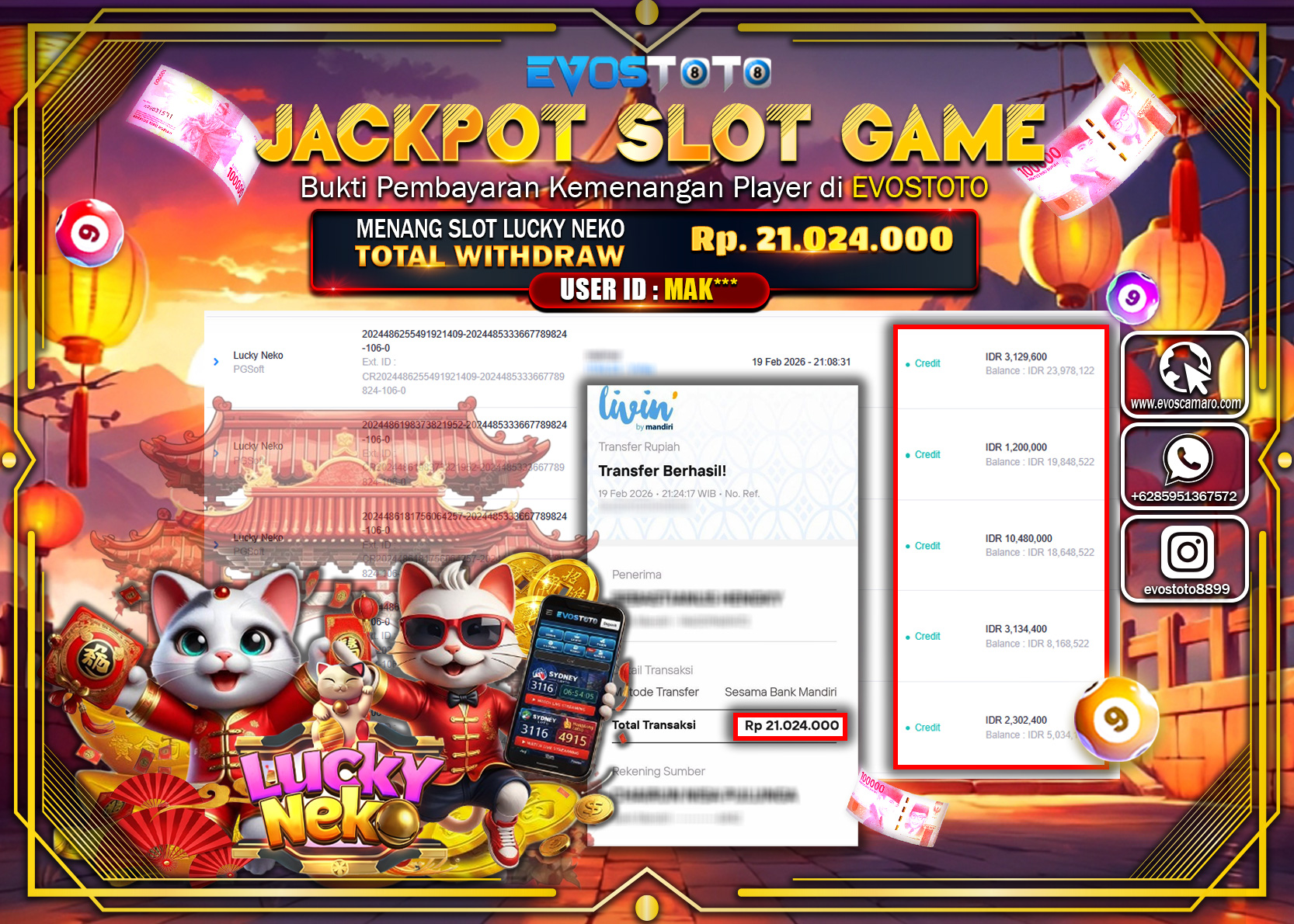 PEMBAYARAN JACKPOT SLOT LUCKY NEKO Rp.21.024.000 DI BAYAR LANGSUNG !