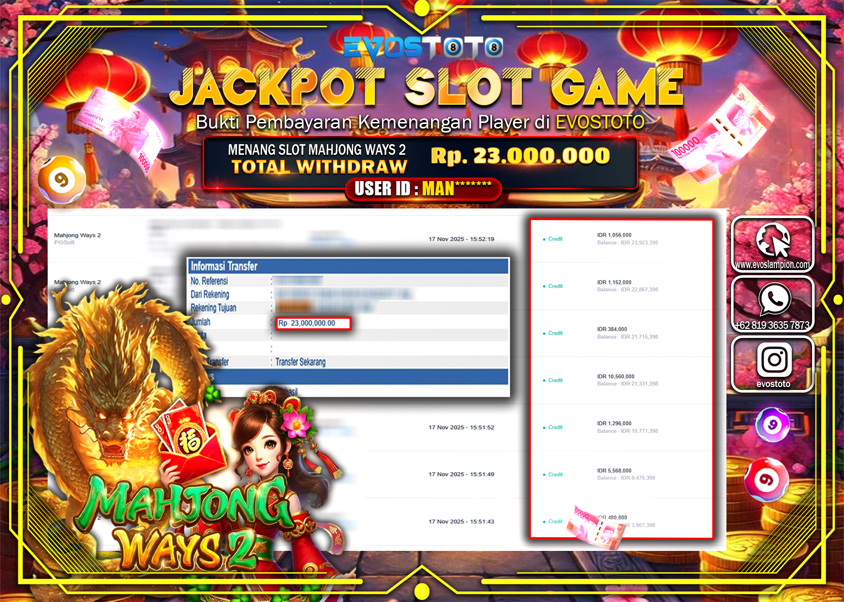 PEMBAYARAN JACKPOT SLOT MAHJONG WAYS 2 Rp23.000.000 DI BAYAR LANGSUNG !
