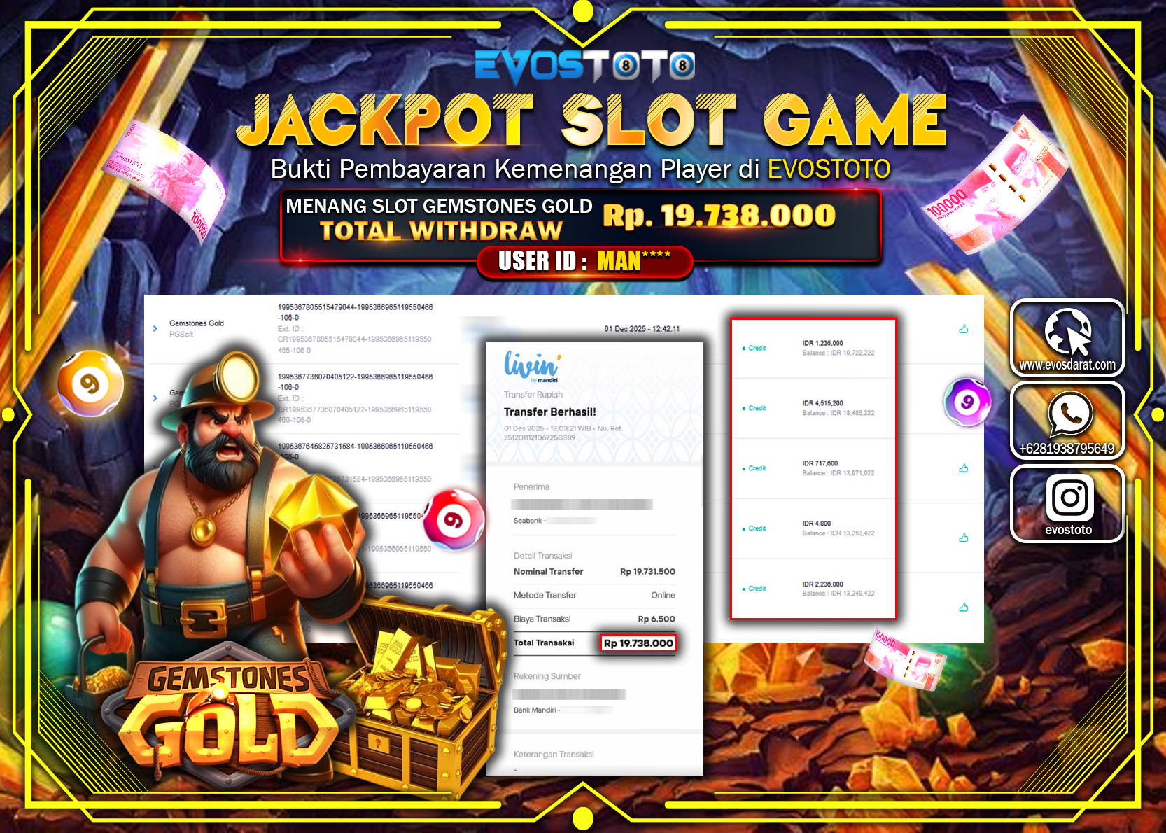 PEMBAYARAN JACKPOT SLOT GEMSTONES GOLD Rp.19.738.000 DI BAYAR LANGSUNG !