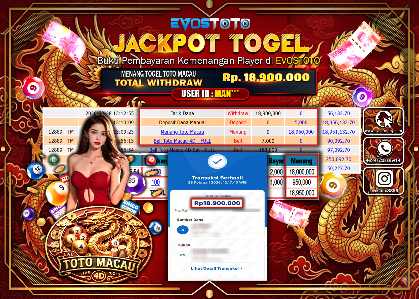 PEMBAYARAN JACKPOT TOGEL TOTO MACAU Rp.18.900.000 DI BAYAR LANGSUNG !