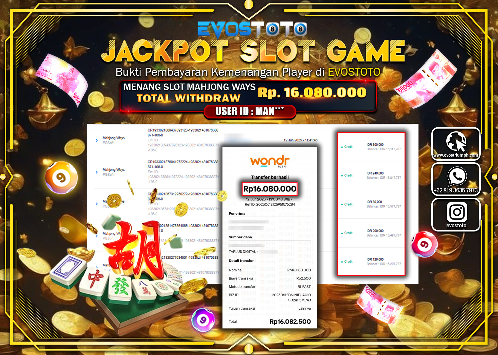 PEMBAYARAN JACKPOT SLOT MAHJONG WAYS Rp16.080.000 DI BAYAR LANGSUNG !